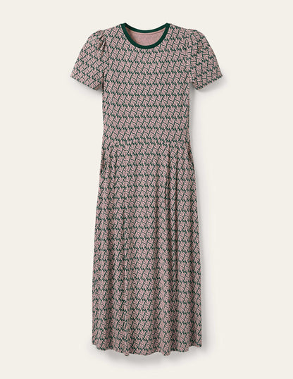 Lucinda Jersey Midi Dress-Palm Leaf, Swaying Coral-5