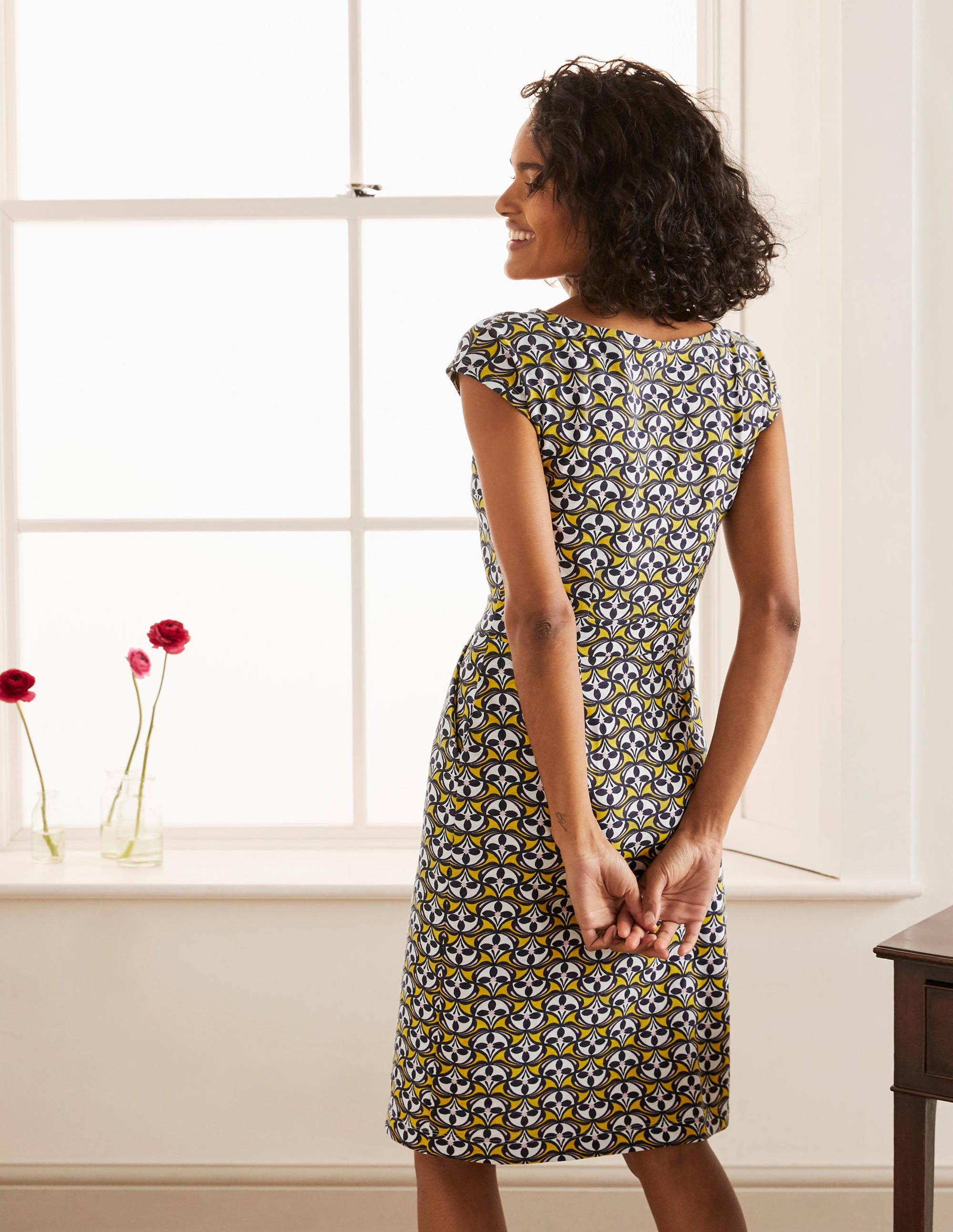 Robe Florrie en jersey-Chartreuse, éventail fleuri - Image 3