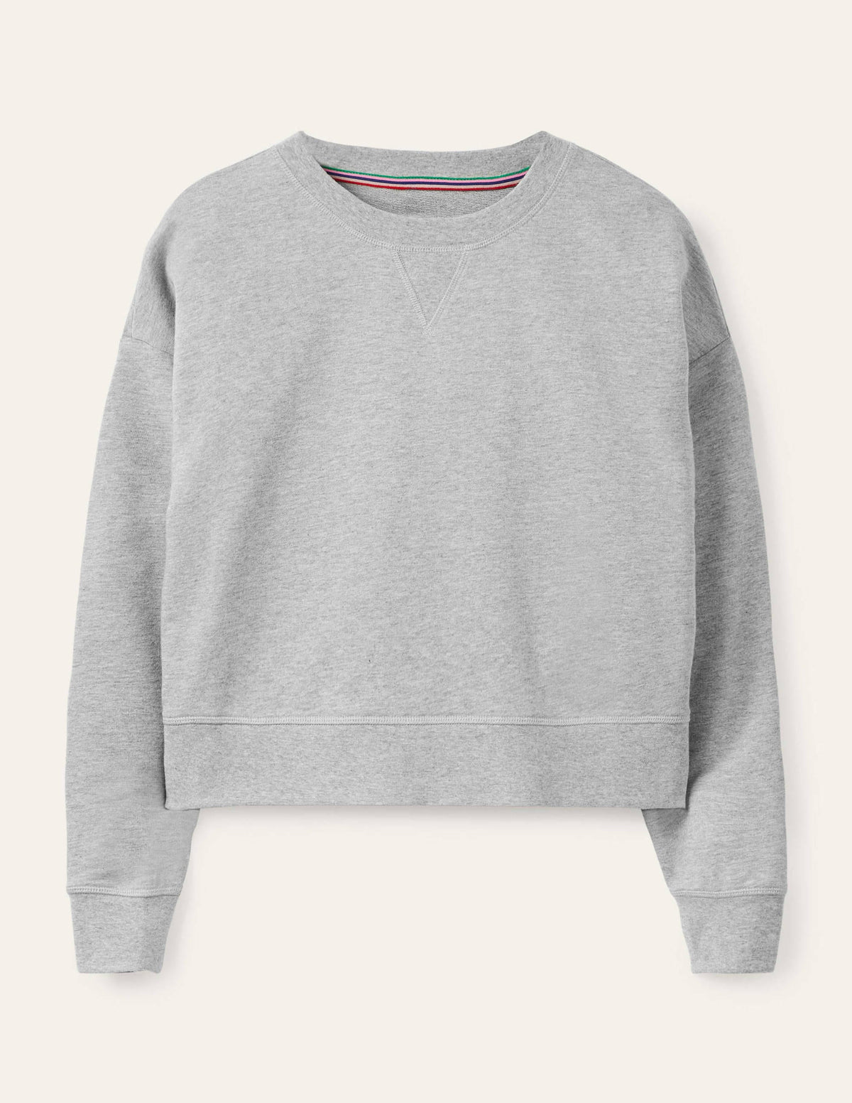Kurz geschnittenes Sweatshirt-Grau Meliert-6