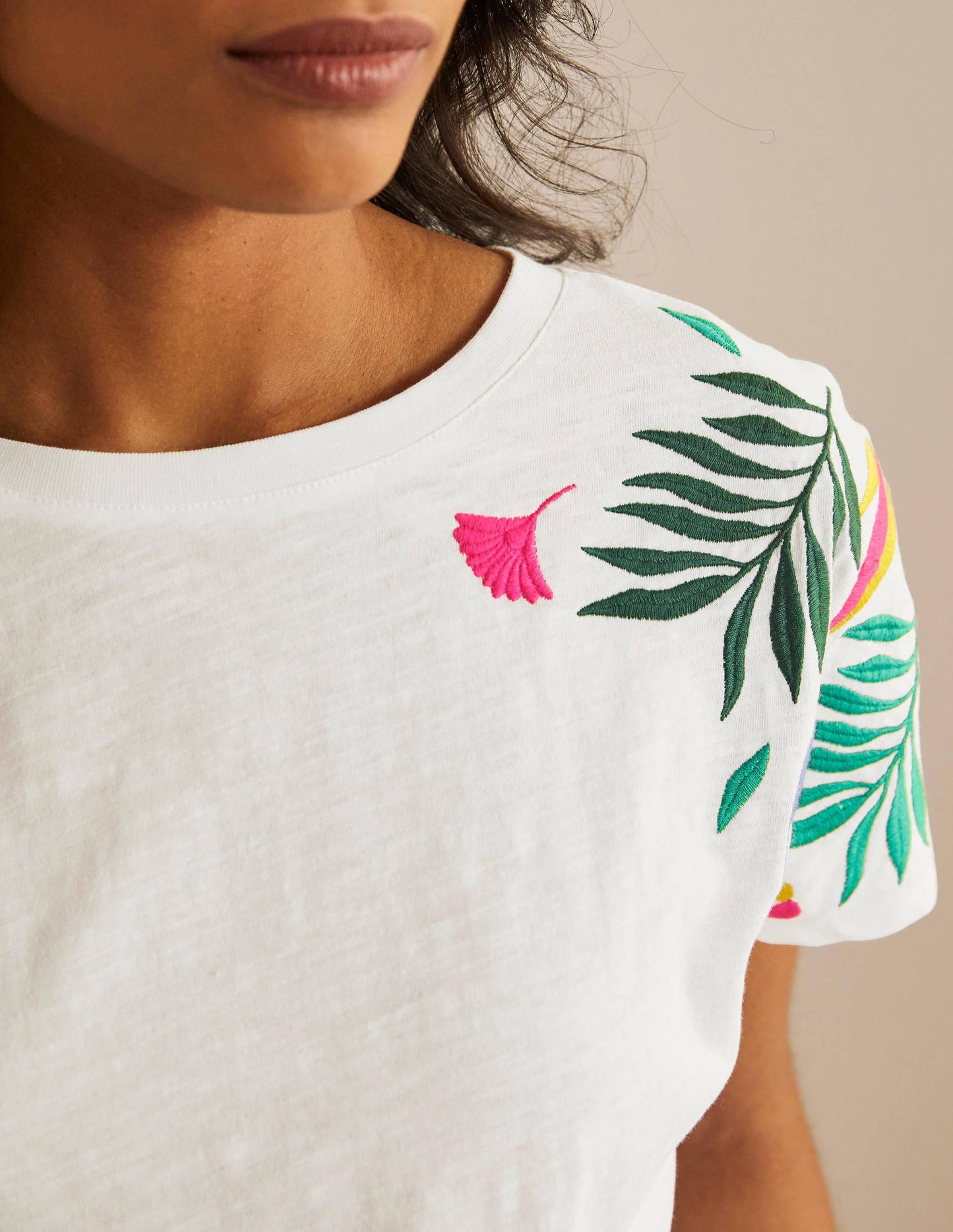 Lena Jersey-T-Shirt mit Stickerei-Weiß/Bunt, Stickerei