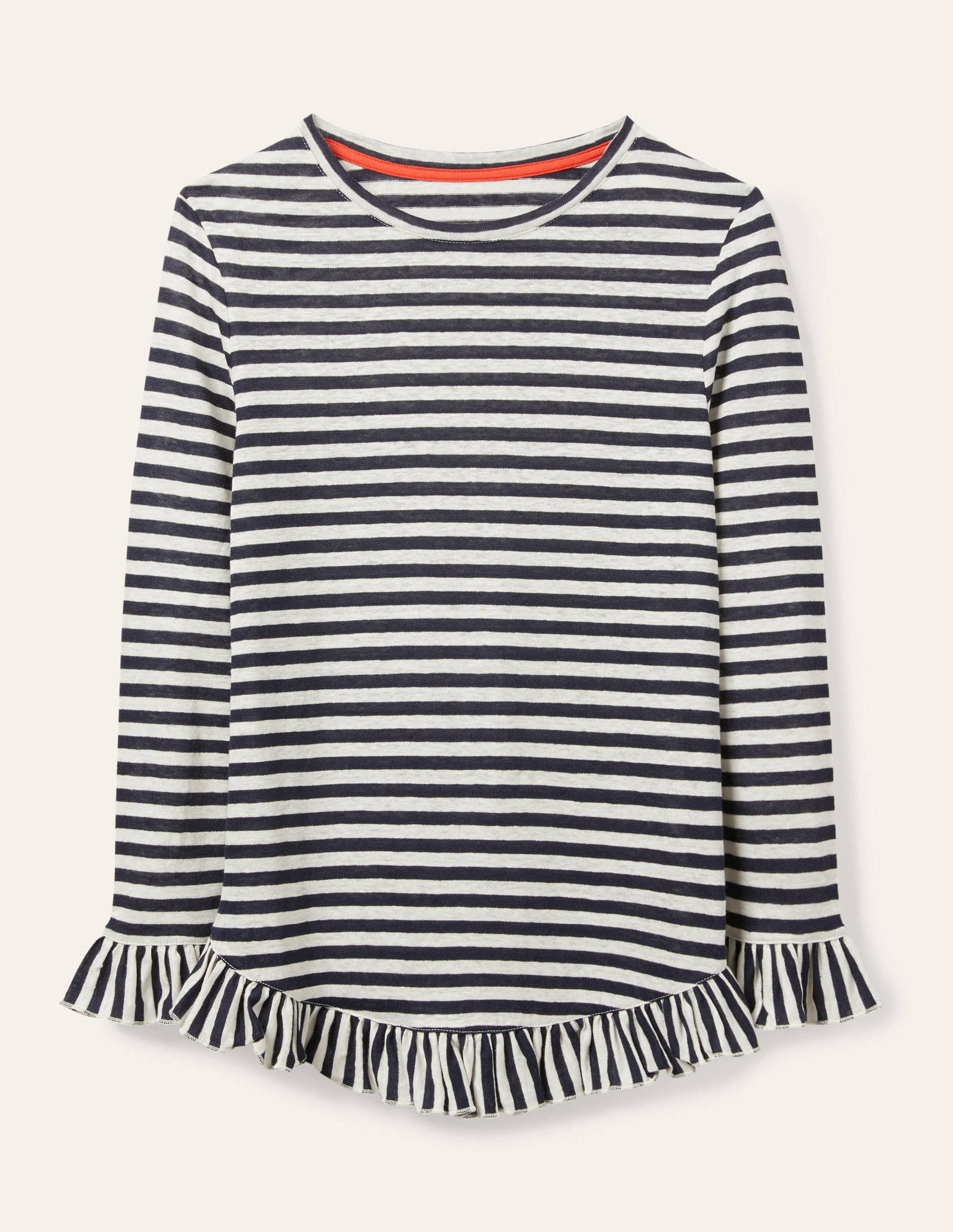 Top Dorothy en lin et jersey-Bleu marine/ivoire - Image 5