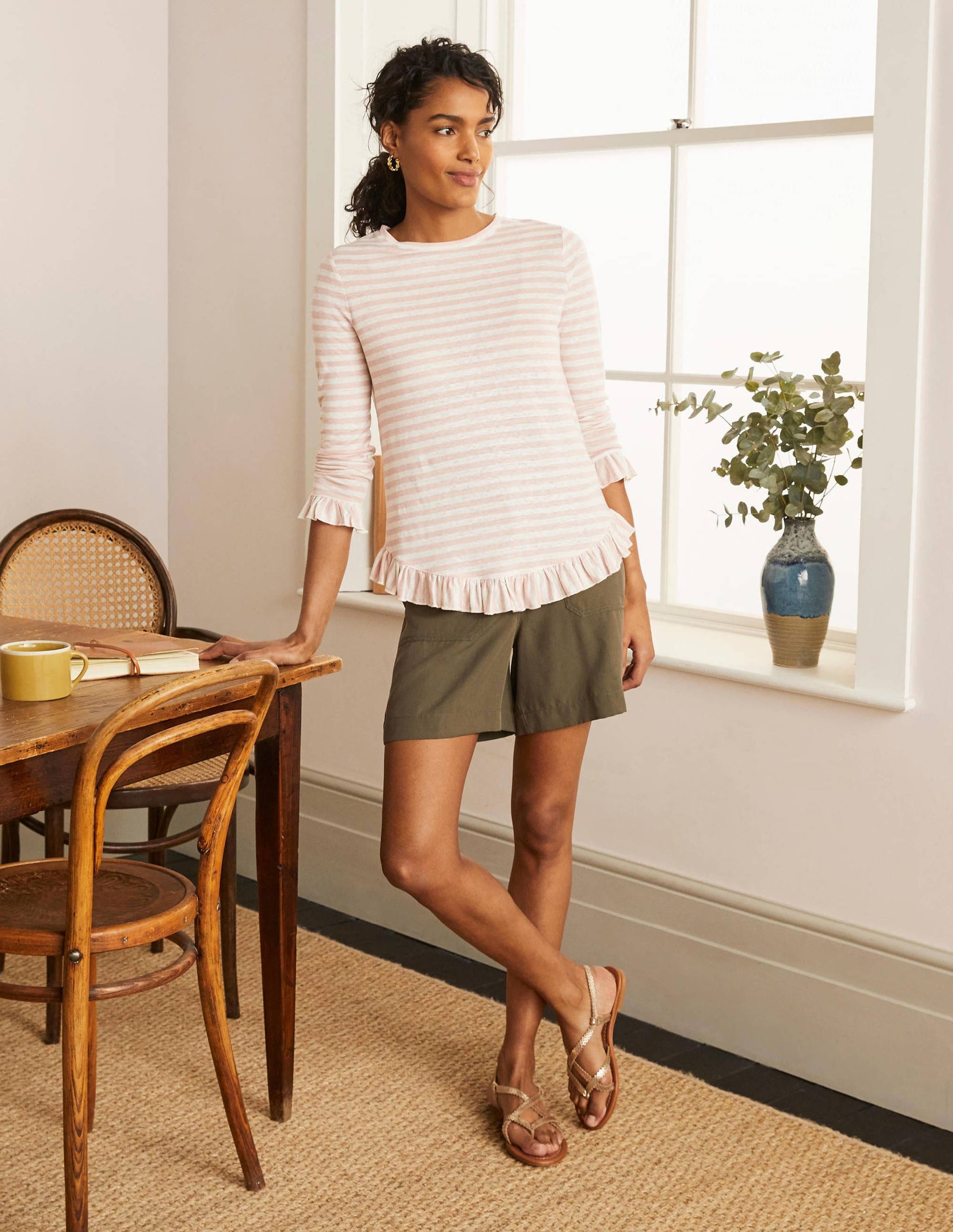 Dorothy Linen Jersey Top-Milkshake/ Ivory-2