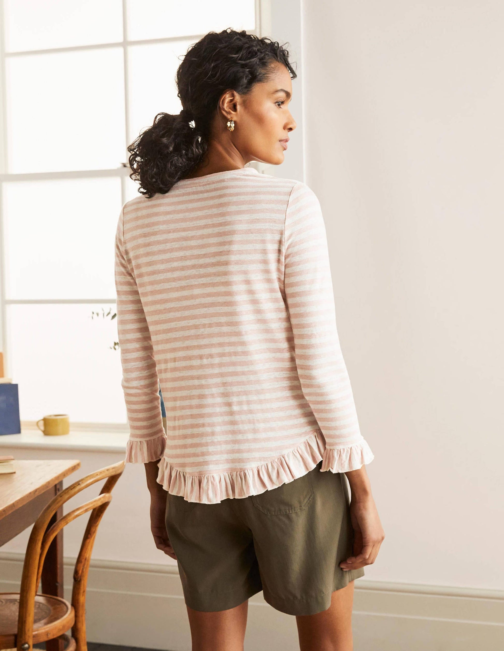 Dorothy Linen Jersey Top-Milkshake/ Ivory-3