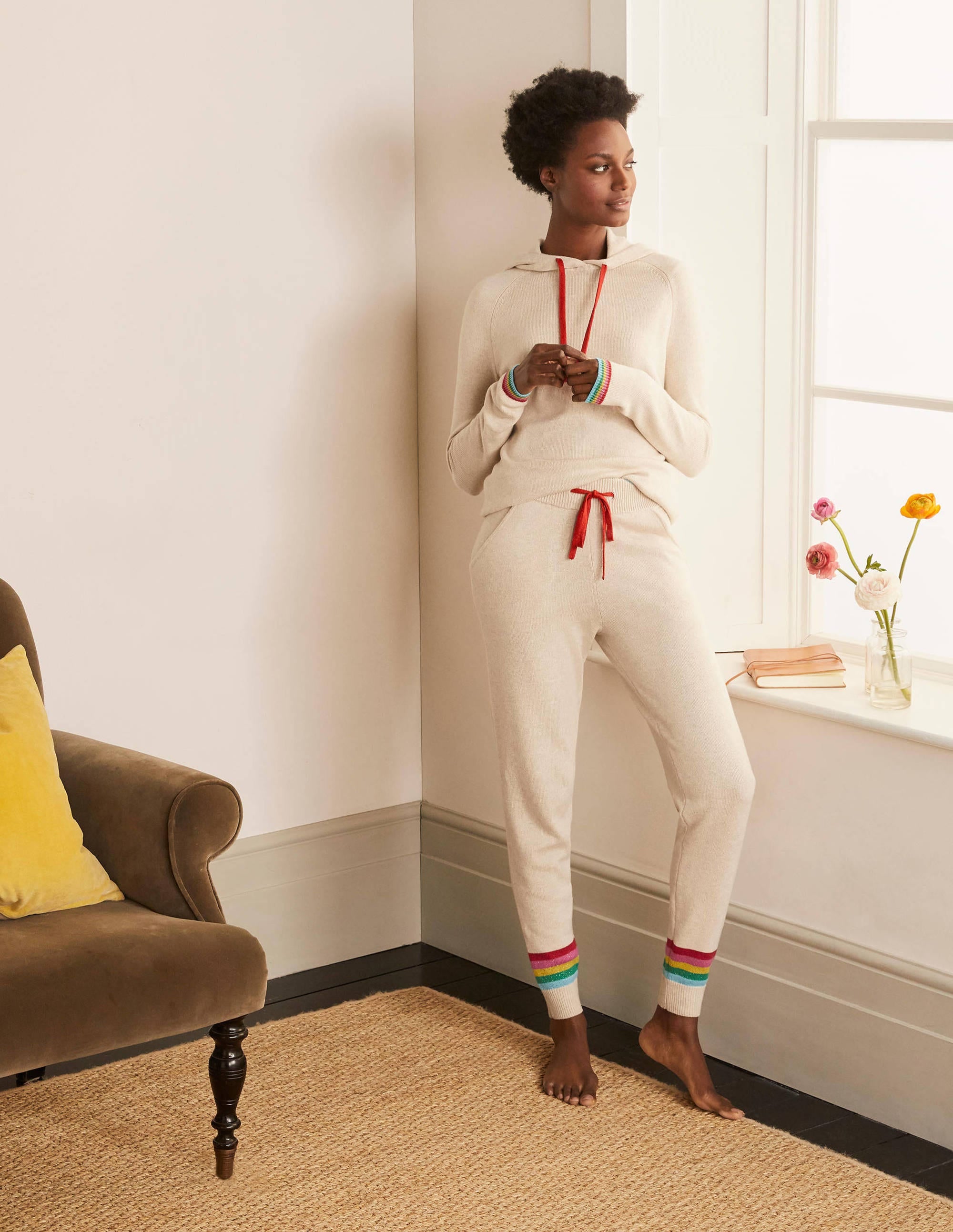 Morton Gestrickte Jogginghose-Hellbeige Melange - Image 1