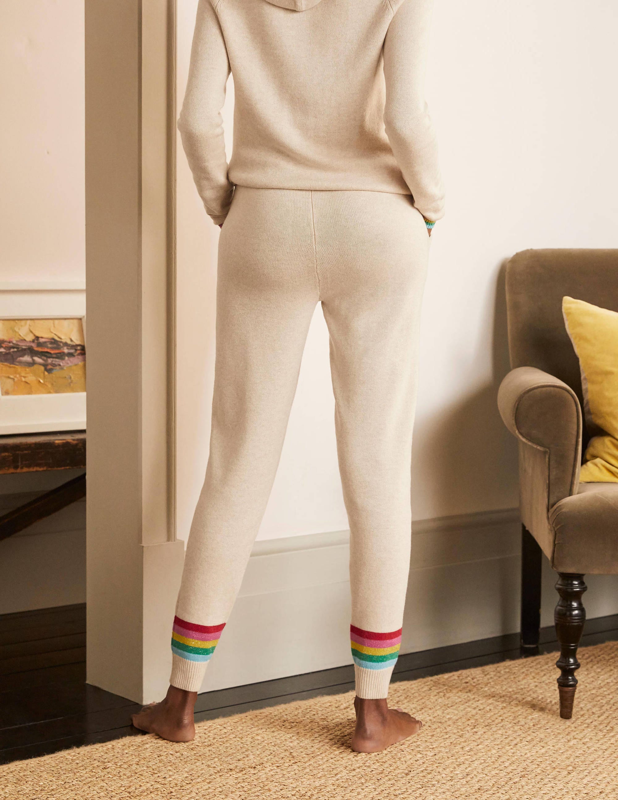 Morton Gestrickte Jogginghose-Hellbeige Melange - Image 3