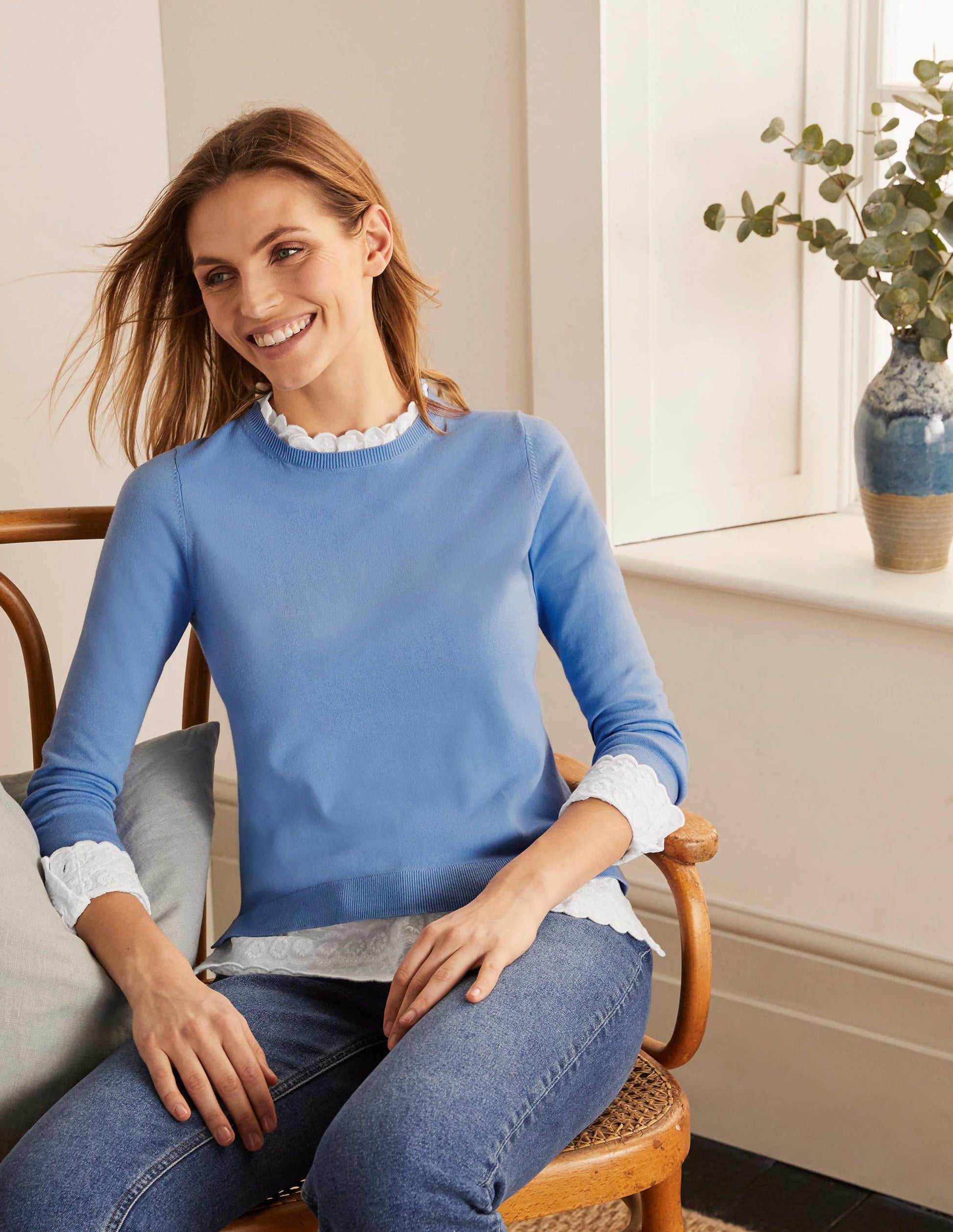 Pull Lauderdale volanté en coton-Hazy Blue-1