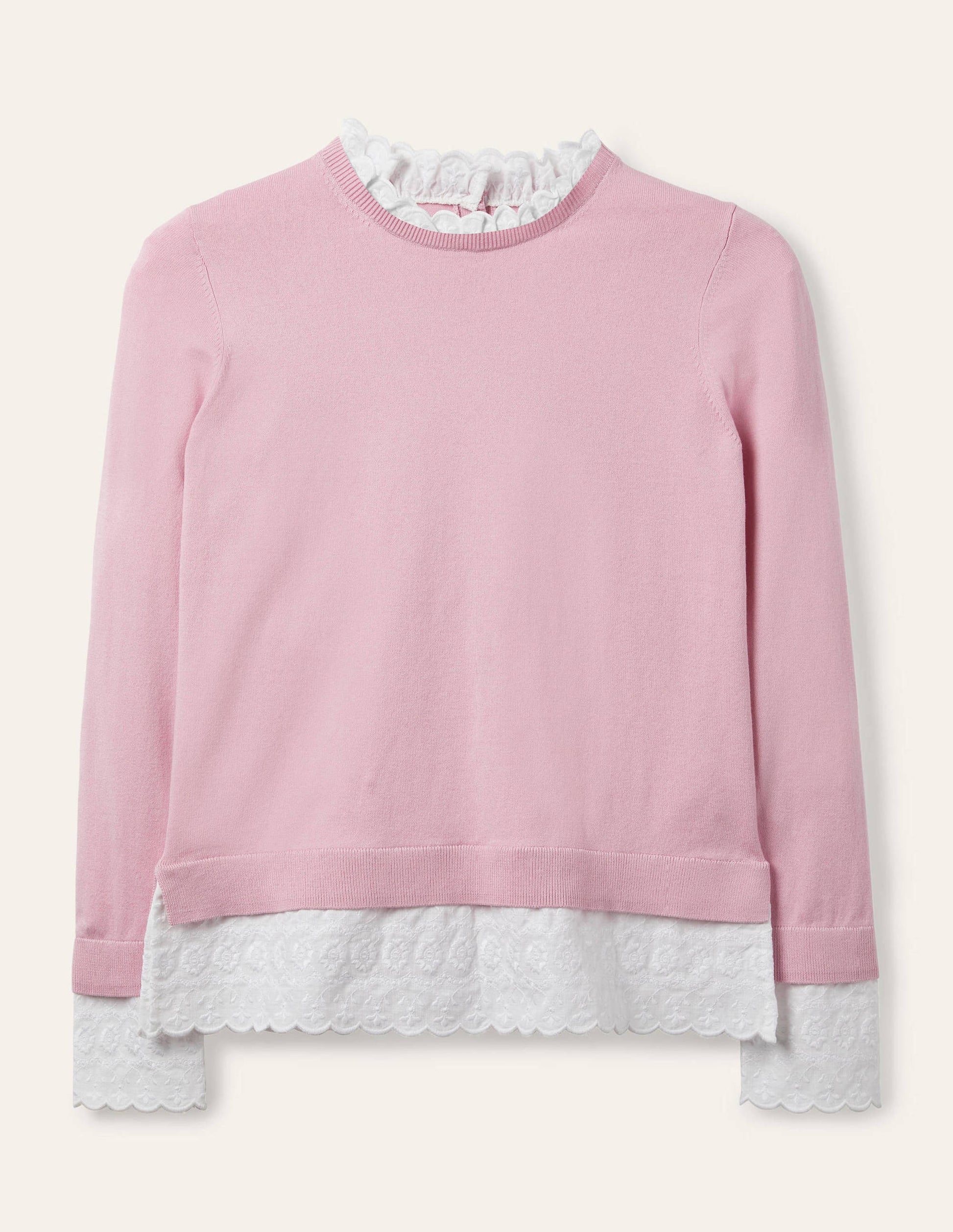 Pull Lauderdale volanté en coton-Pivoine tendre-6
