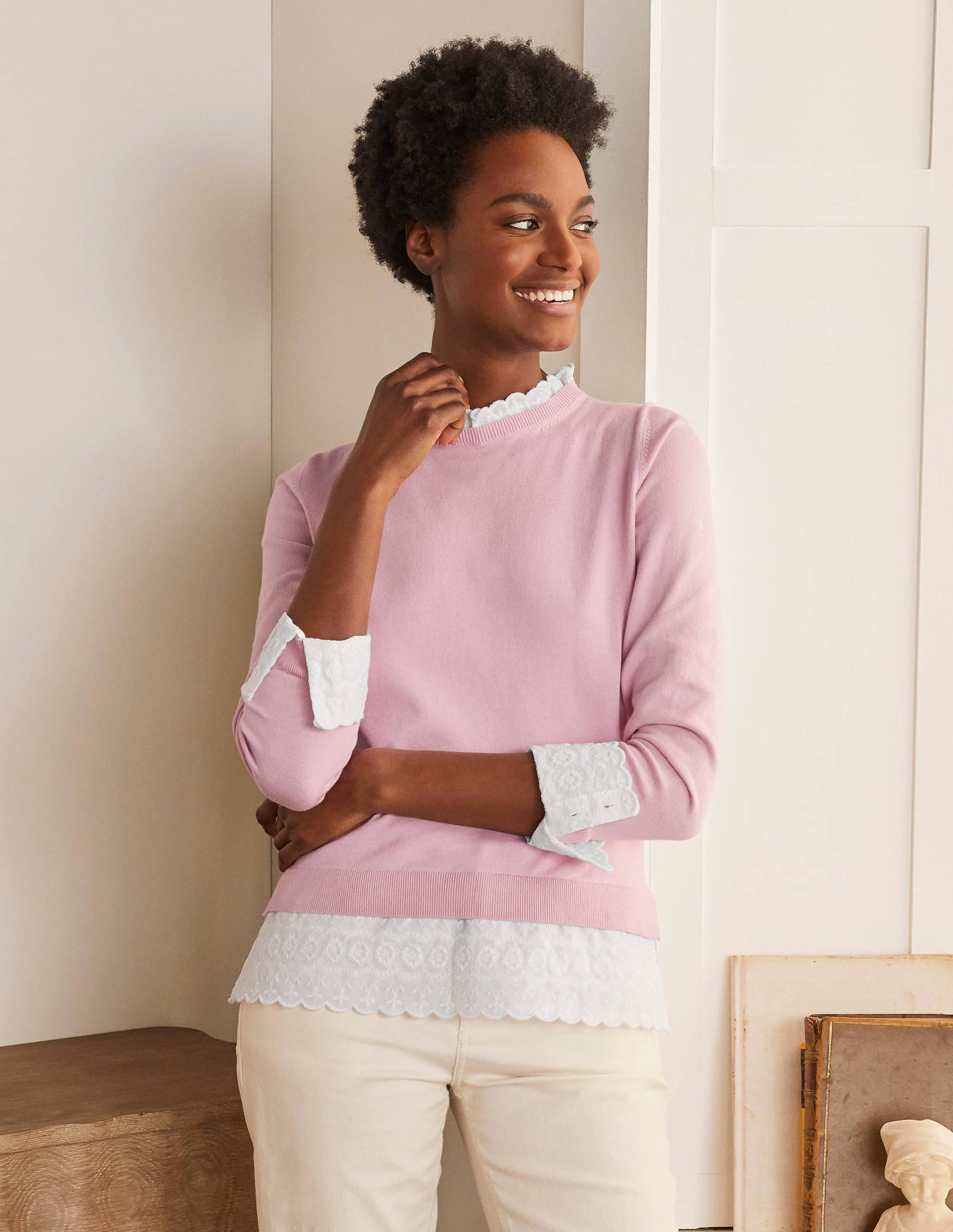 Pull Lauderdale volanté en coton-Pivoine tendre - Image 2