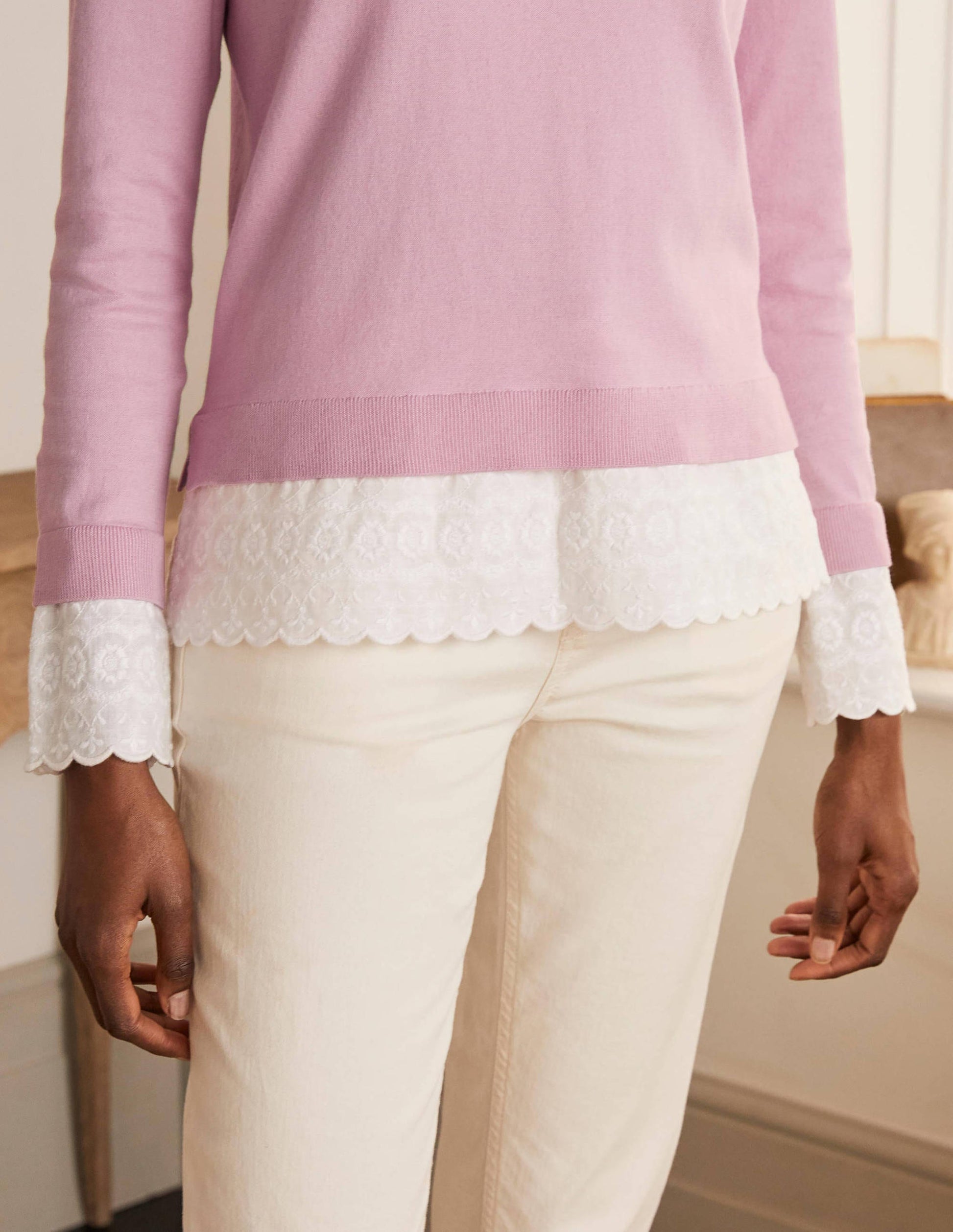 Pull Lauderdale volanté en coton-Pivoine tendre-4
