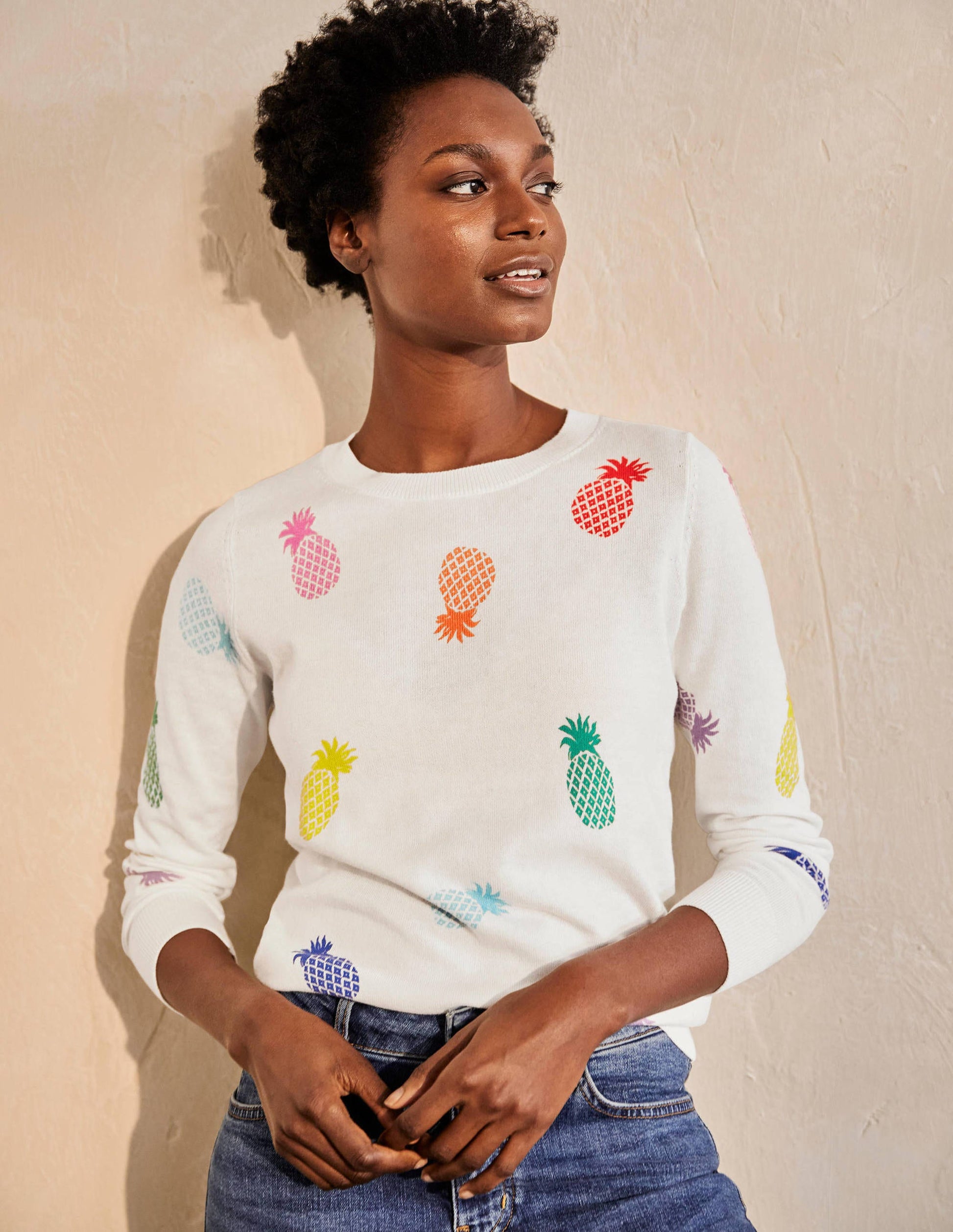 Banbury Baumwollpullover-Naturweiß, Ananas-4