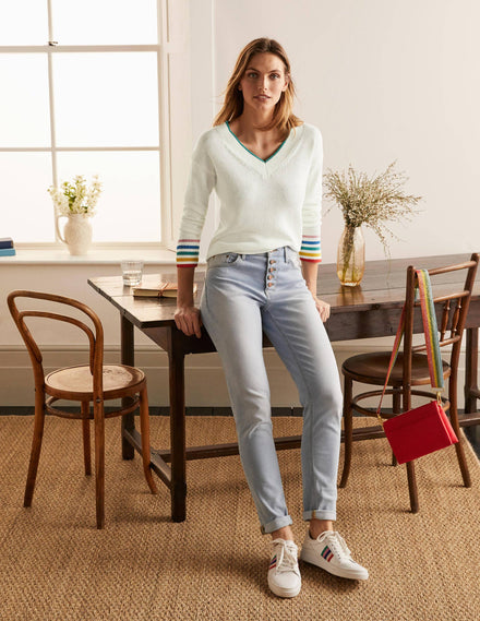 Bamburgh Lockerer Pullover-Naturweiß