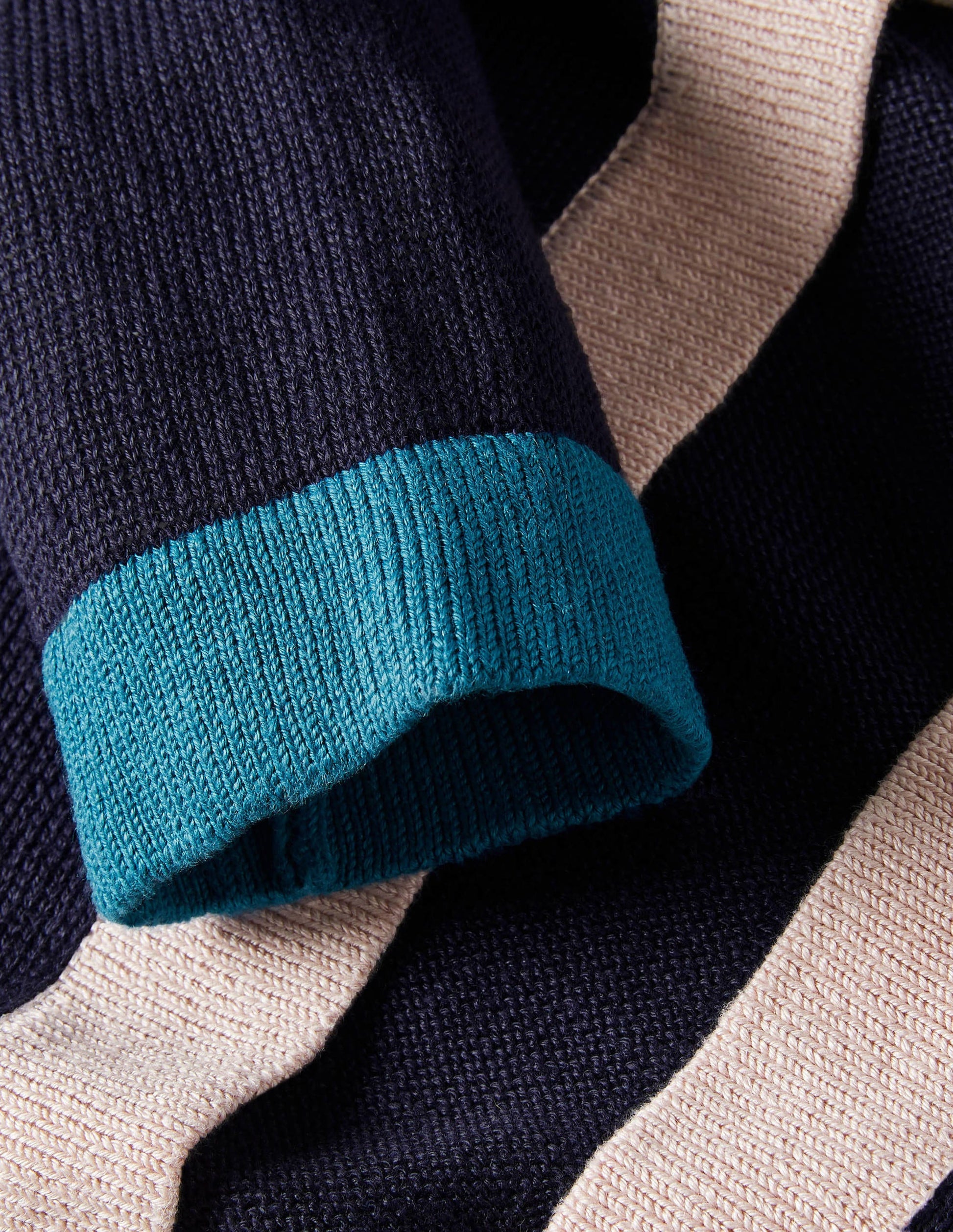 Gilet Dalton en lin-Colourblock bleu marine-5