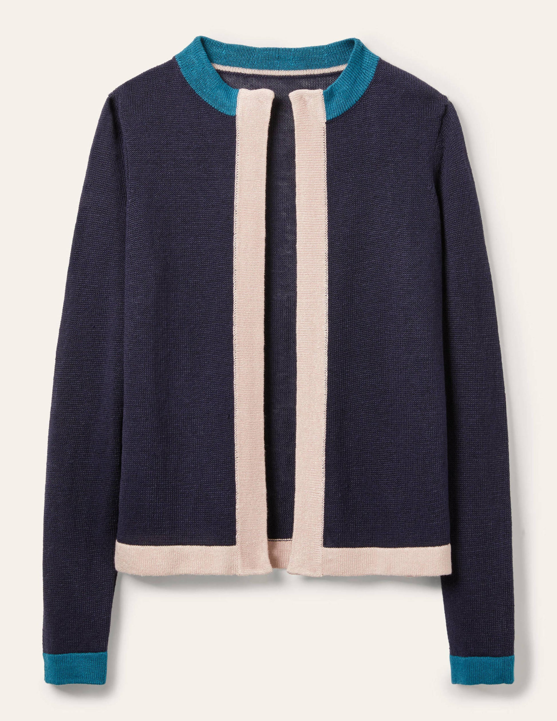 Gilet Dalton en lin-Colourblock bleu marine-6