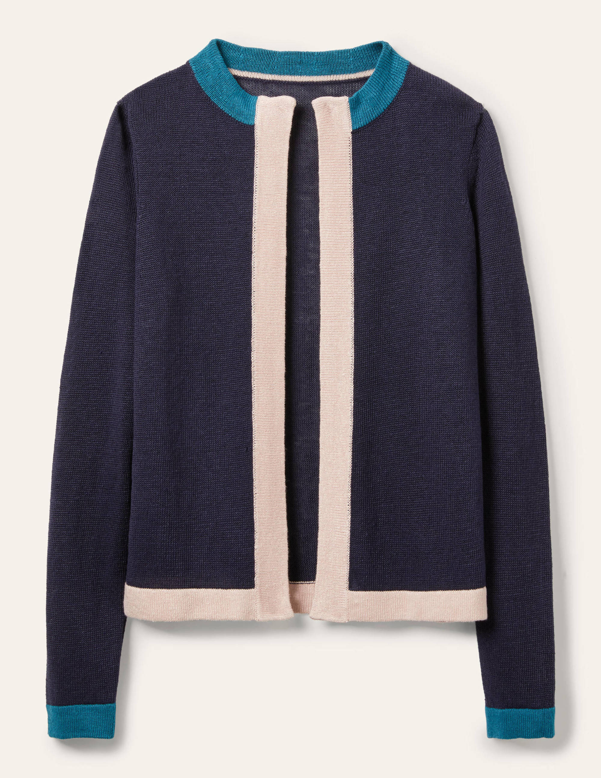 Gilet Dalton en lin-Colourblock bleu marine - Image 6