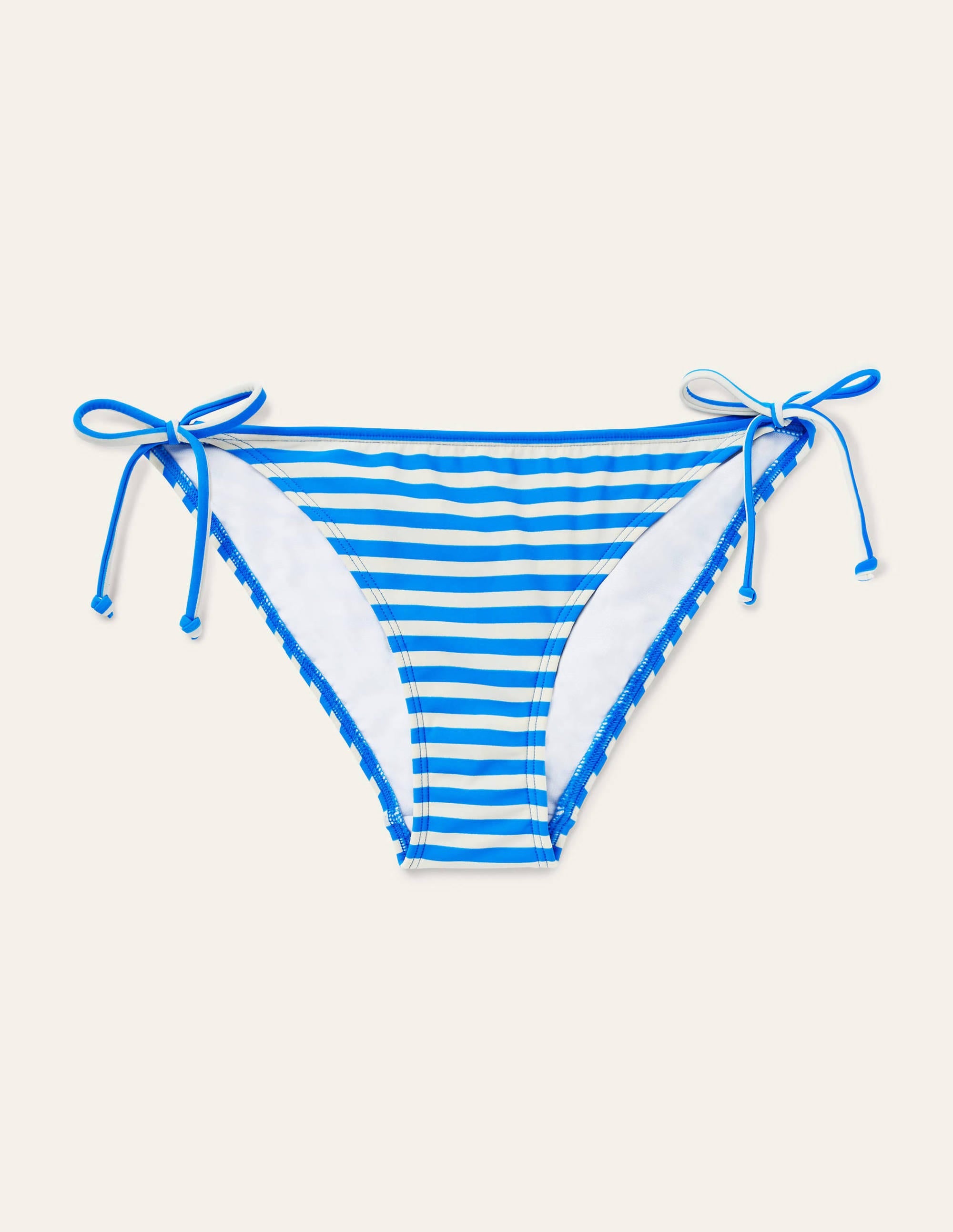 Bas de bikini Symi avec liens-Nouveau bleu de Chine, rayé ivoire - Image 6
