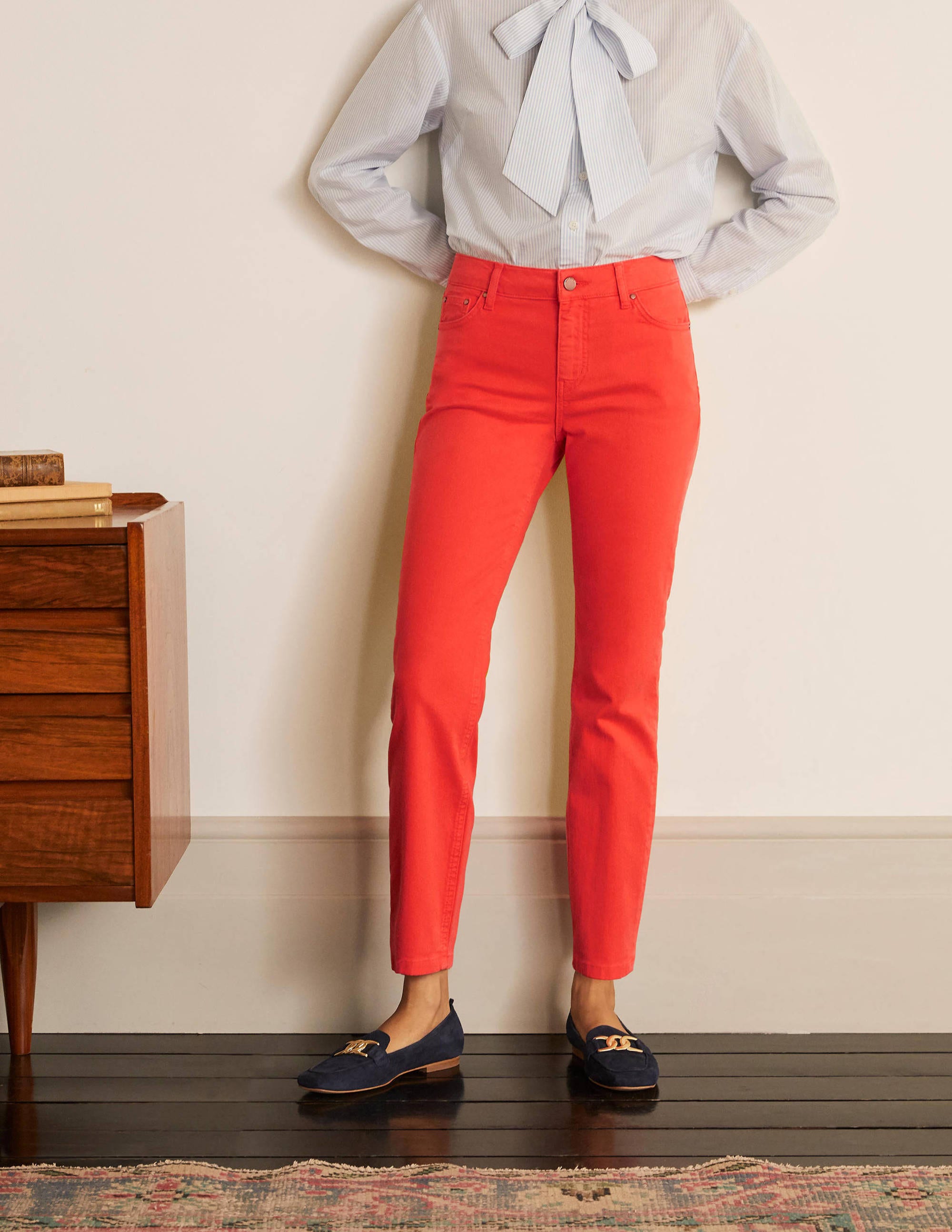 Slim Straight Ankle Skimmers-Cherry Red - Image 1