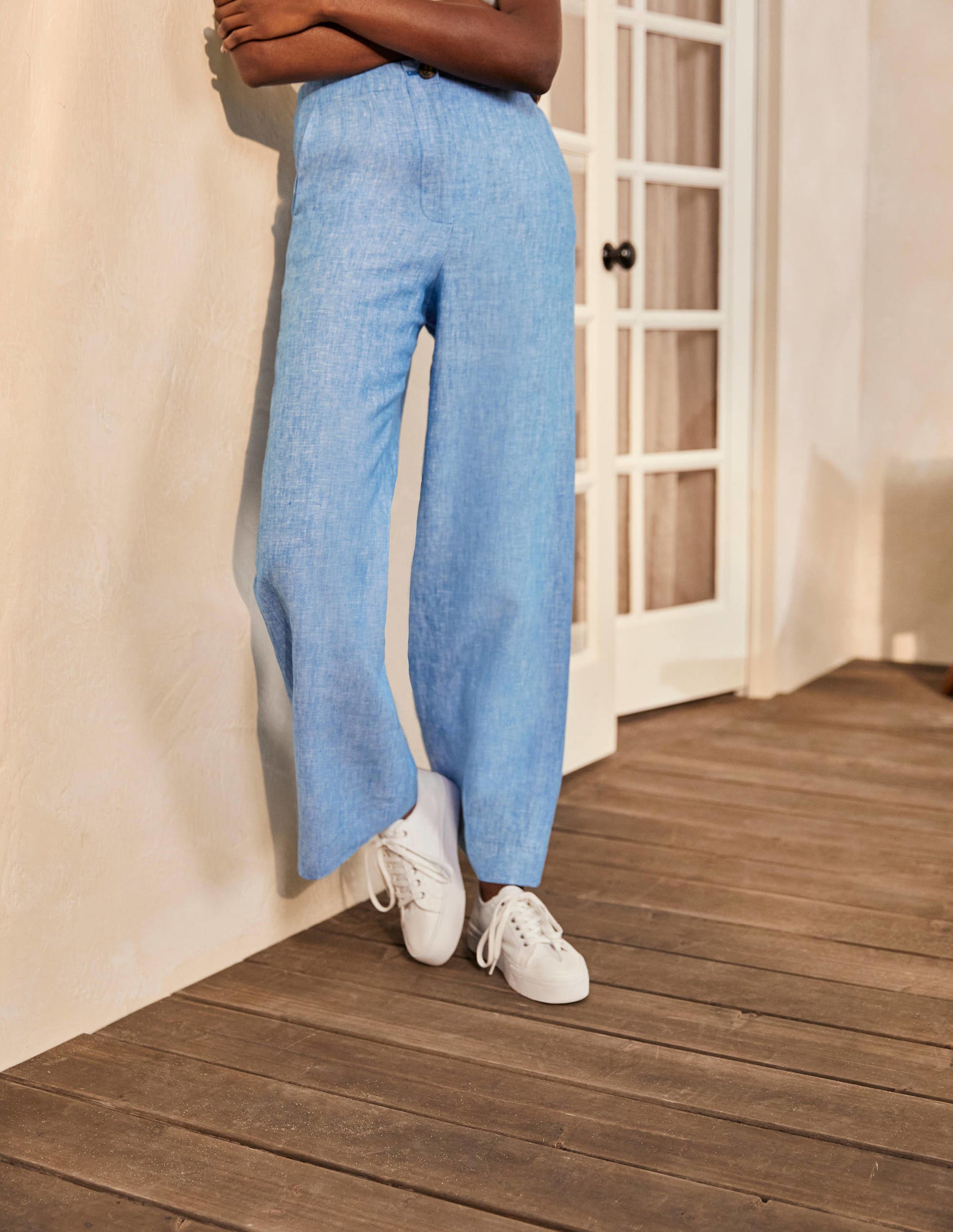 Pantalon Eldon en lin-Motif Tonic bleu marocain - Image 2