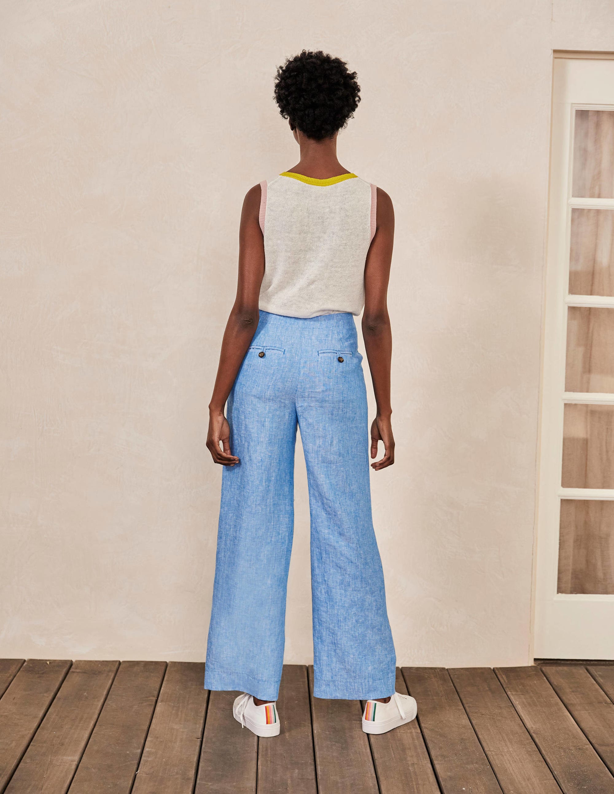 Pantalon Eldon en lin-Motif Tonic bleu marocain - Image 3