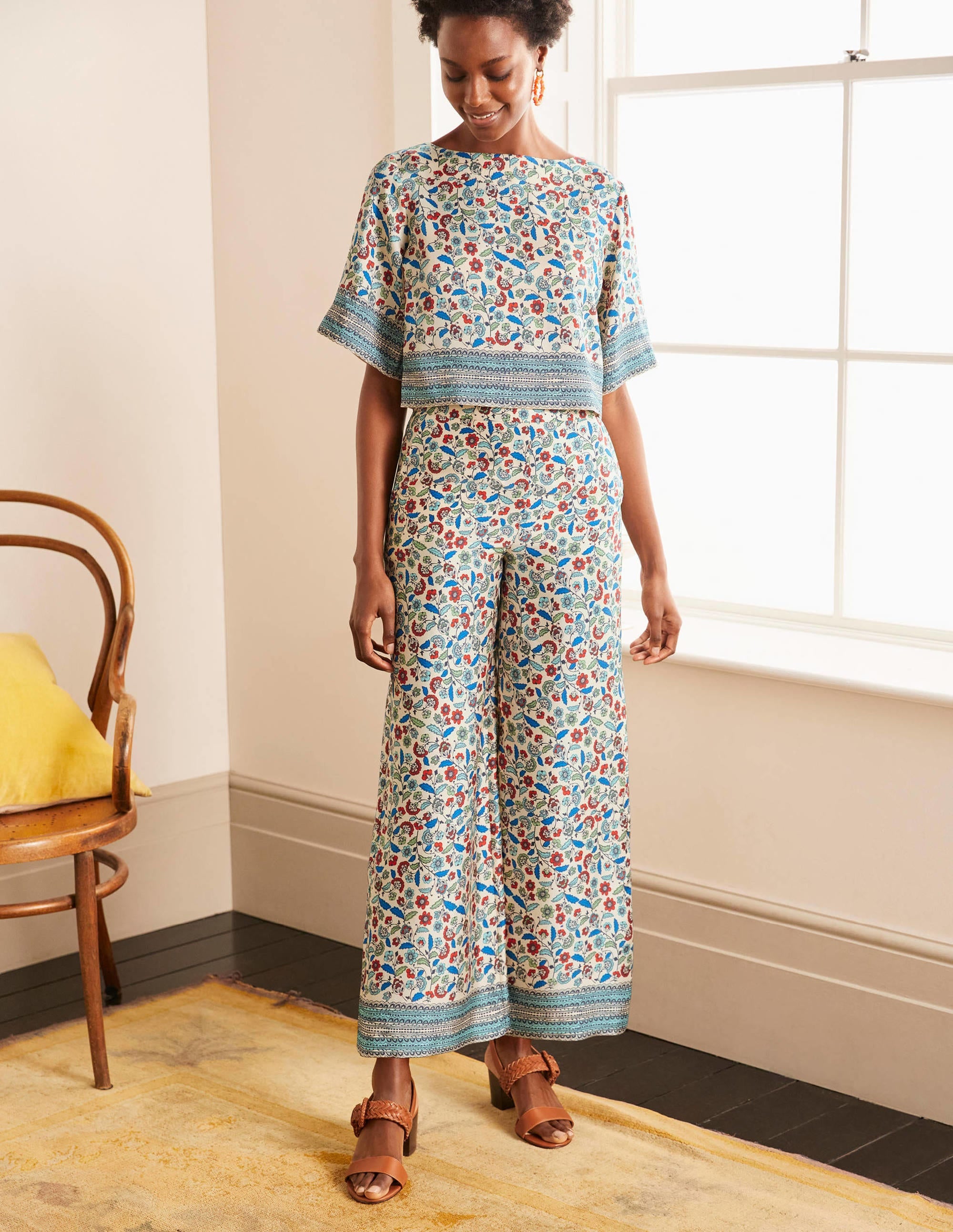 Pantalon Elizabeth-Ivoire, motif Trailing Posy - Image 2