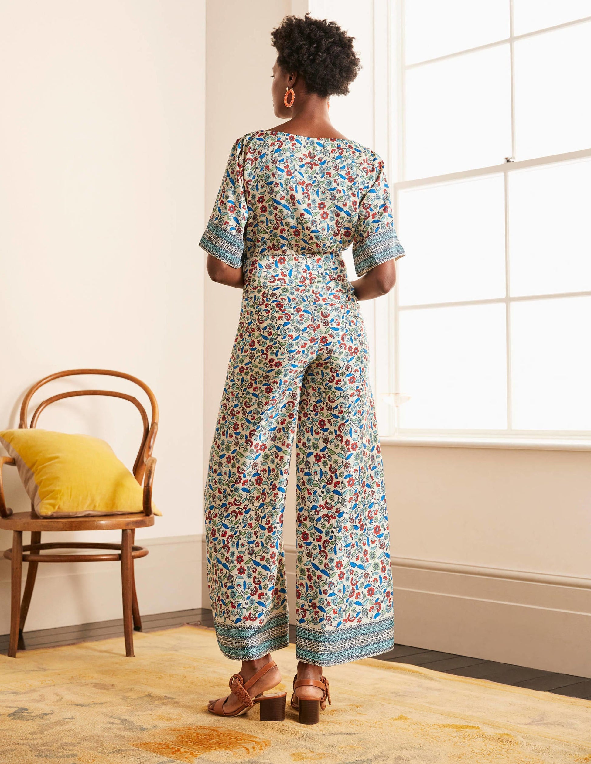 Pantalon Elizabeth-Ivoire, motif Trailing Posy-3