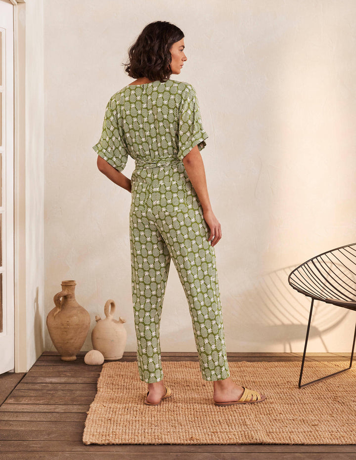 Alice Wickel-Jumpsuit-Erbsengrün, Geometrisches Ananasmuster