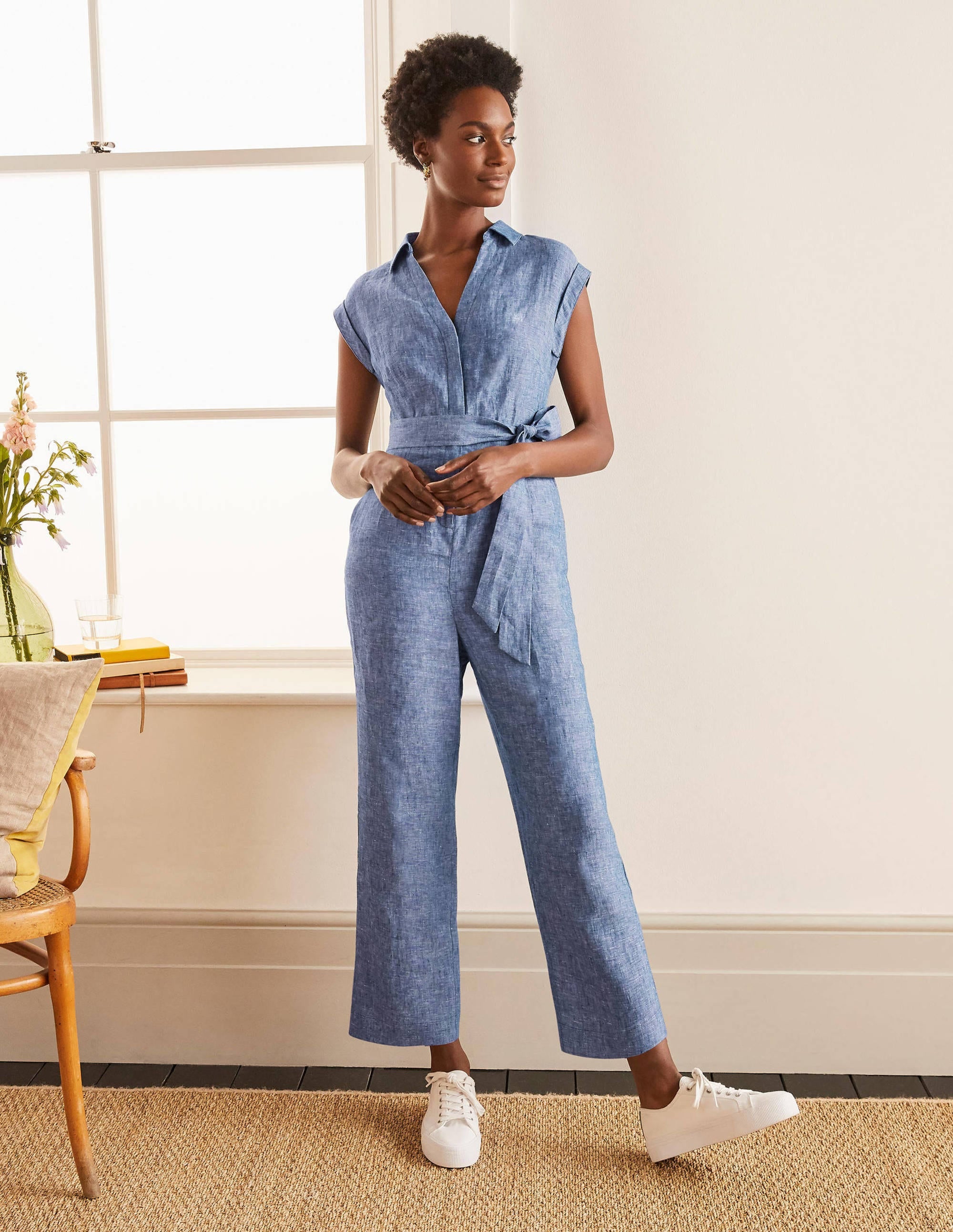 Catriona Leinen-Jumpsuit-Authentisches Blau, Faux-Uni - Image 4