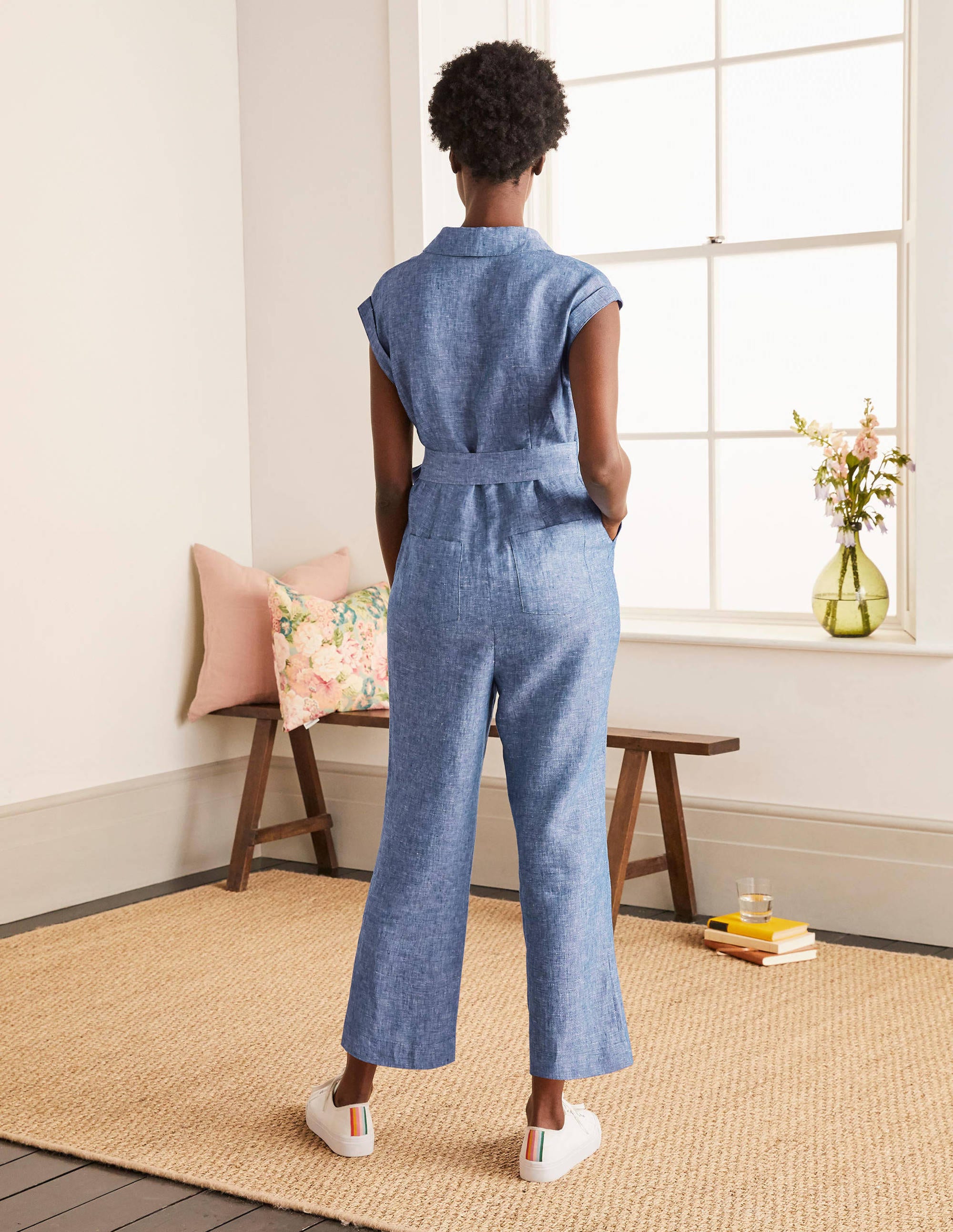 Catriona Leinen-Jumpsuit-Authentisches Blau, Faux-Uni - Image 2