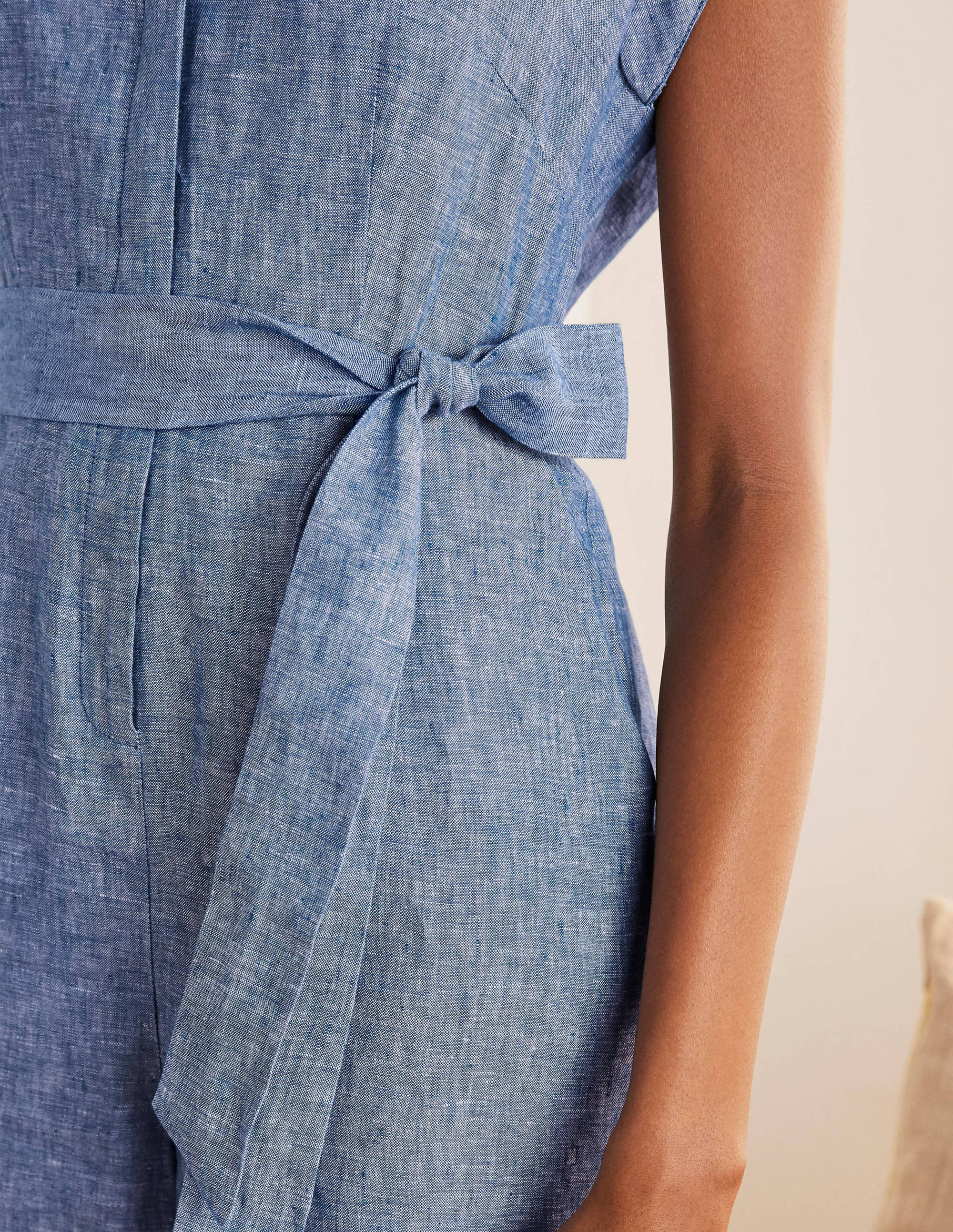 Catriona Leinen-Jumpsuit-Authentisches Blau, Faux-Uni - Image 3