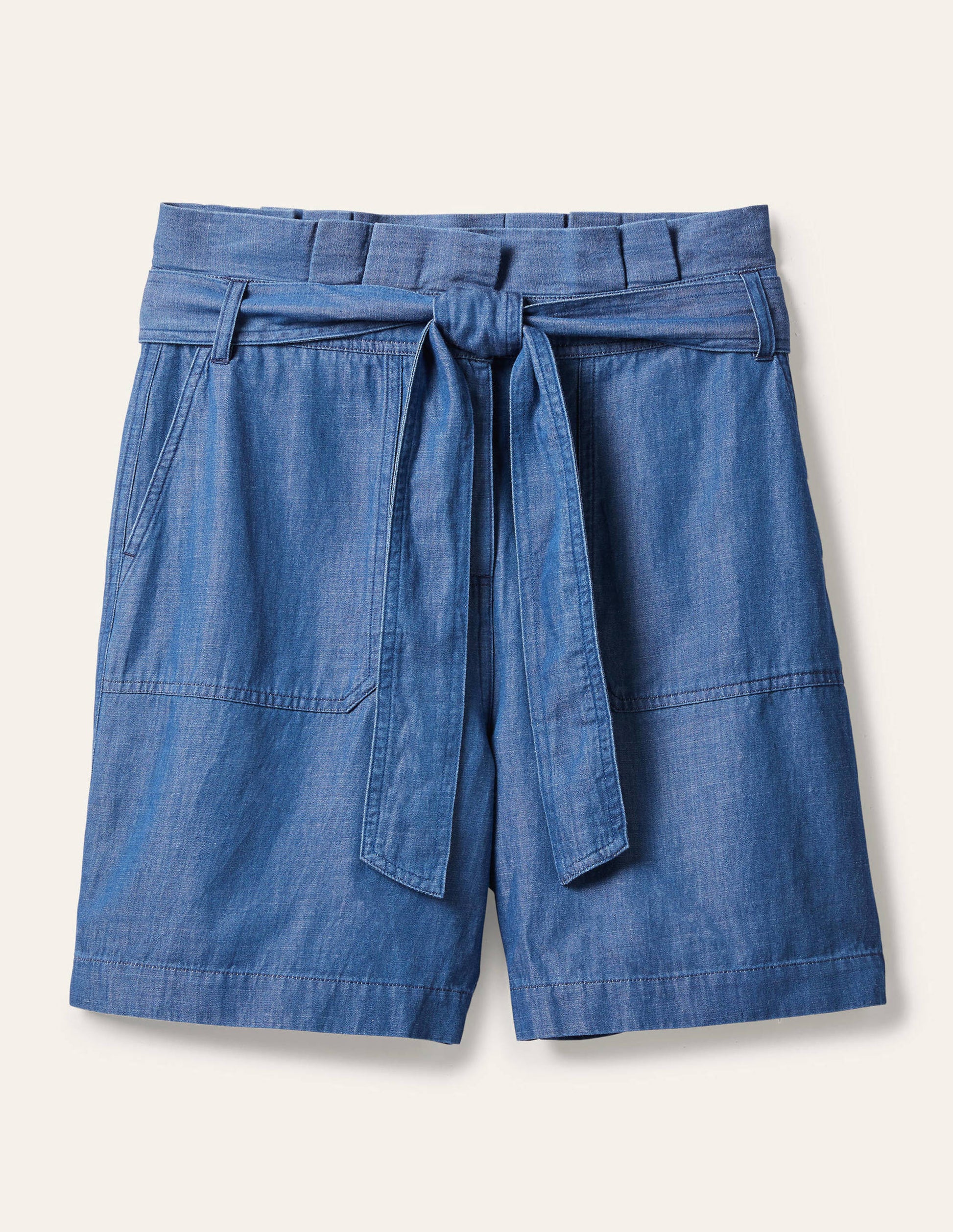 Short à taille froncée Elgin-Chambray-5