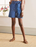 Short à taille froncée Elgin-Chambray