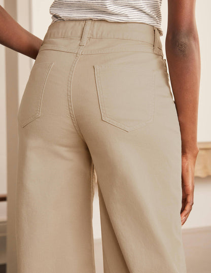 Jeans mit weitem Bein und Hornoptik-Knöpfen-Leinen-4