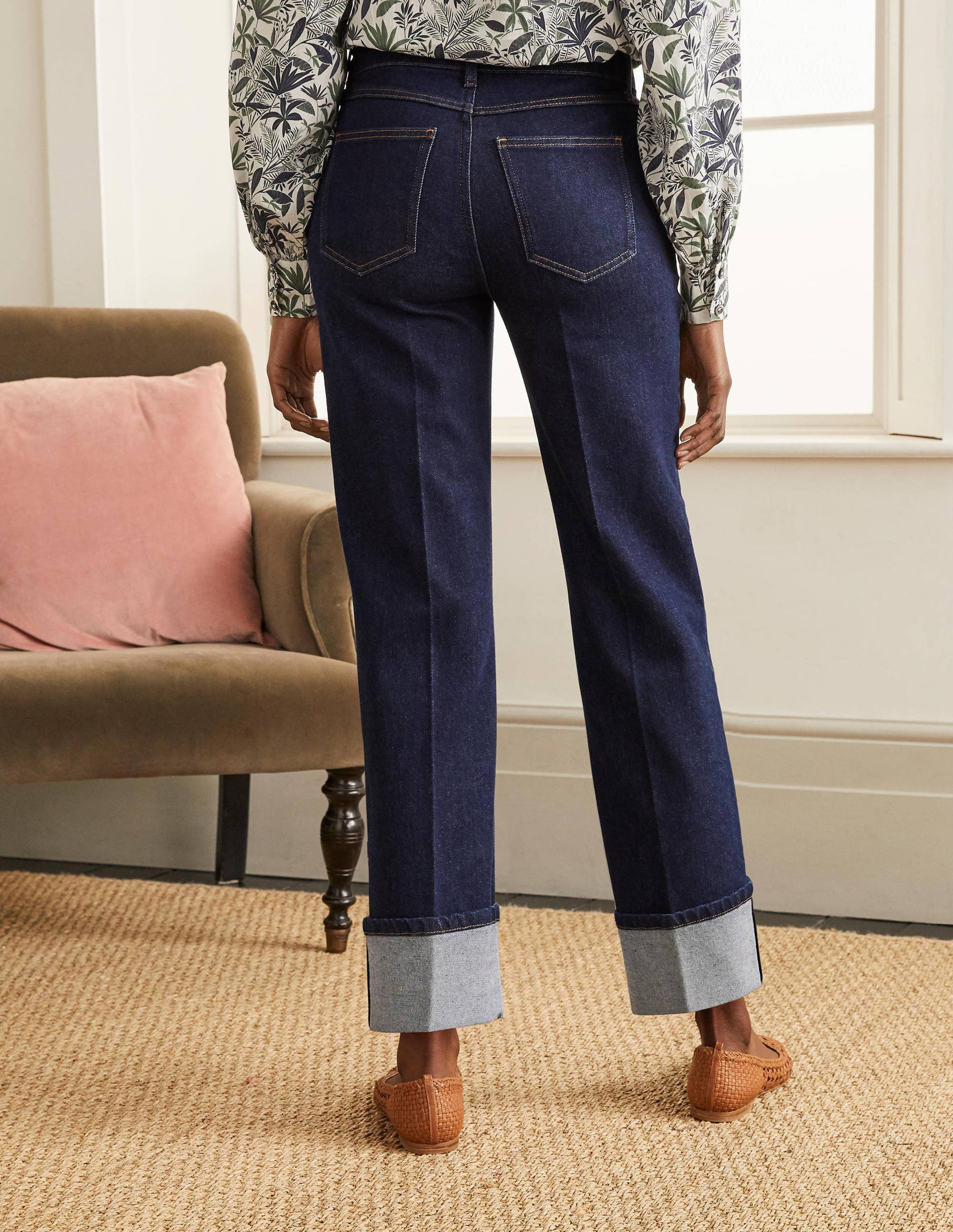 Jeans mit breitem Umschlag-Indigoblau - Image 2