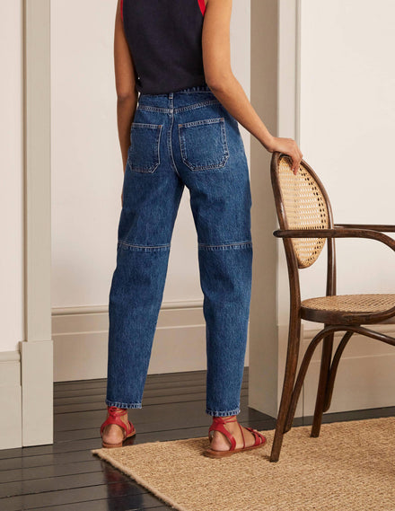 Balloon-Jeans mit großen Taschen-Mittleres Vintageblau