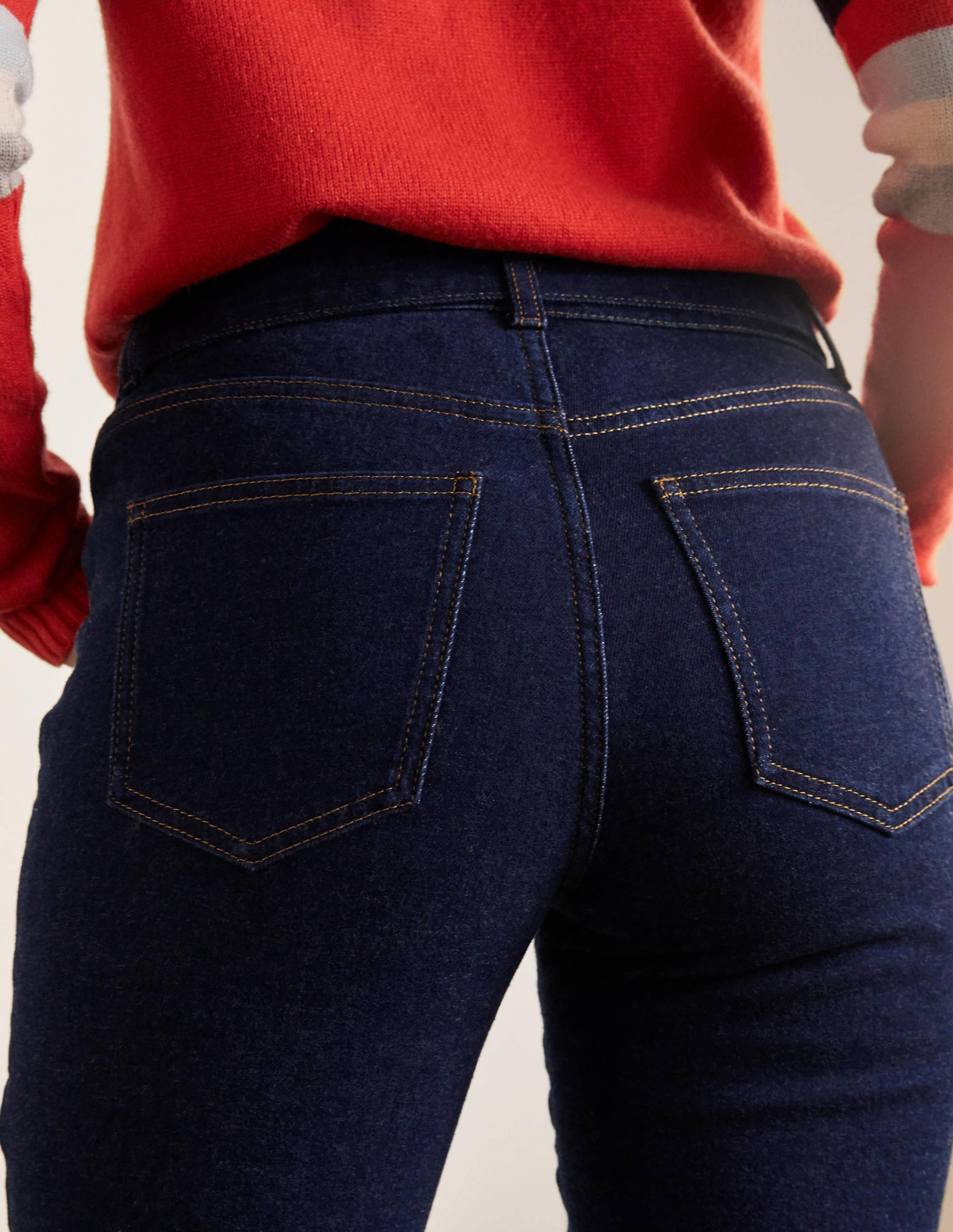 Jean avec poches plaquées et ceinture à nouer-Indigo - Image 4
