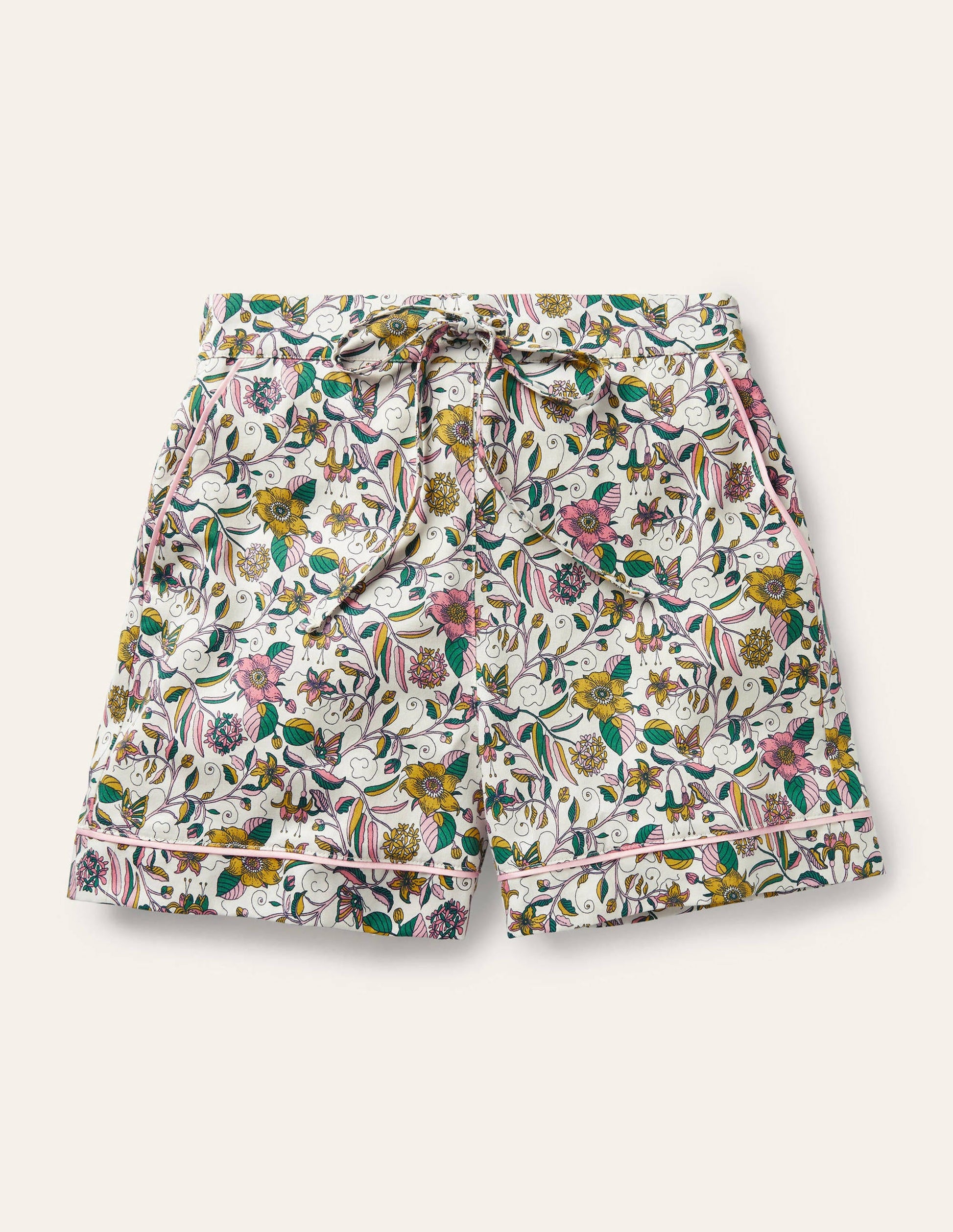Schlafanzugshorts aus Baumwolle-Naturweiß, Schöner Garten-5