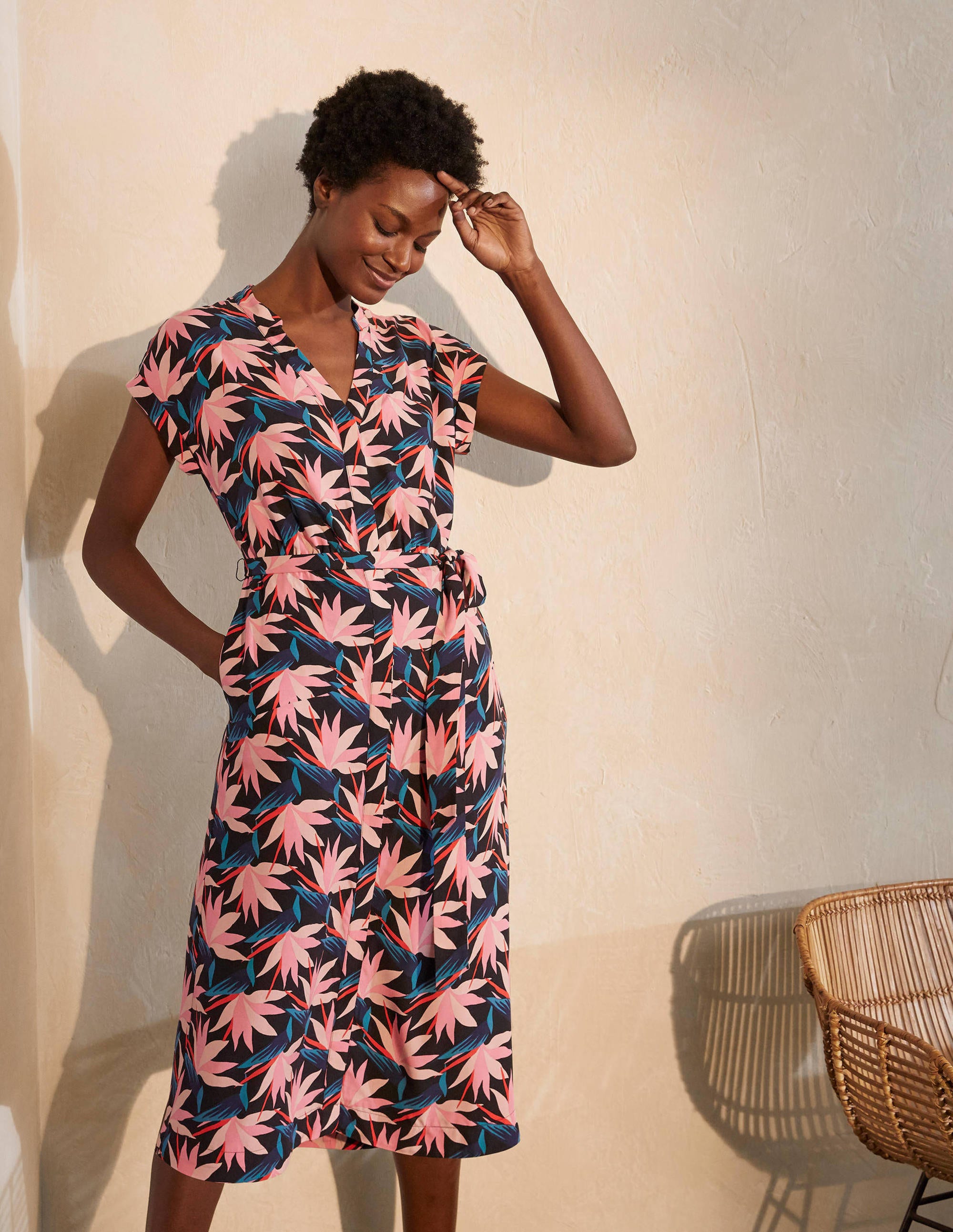 Nicola Midi-Hemdblusenkleid-Schwarz, Paradiesvogel - Image 5