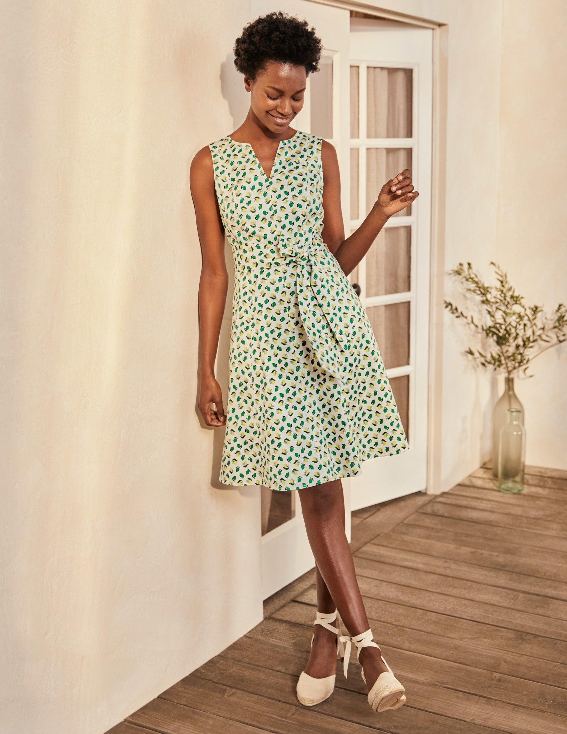 Mischa Belted Dress-Ivory, Citrus Fruit Small-4