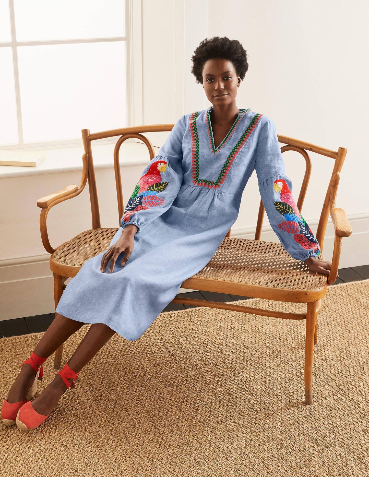 Leonie Leinenkleid-Graublau, Faux-Uni