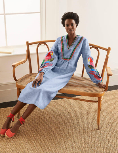 Leonie Leinenkleid-Graublau, Faux-Uni-4