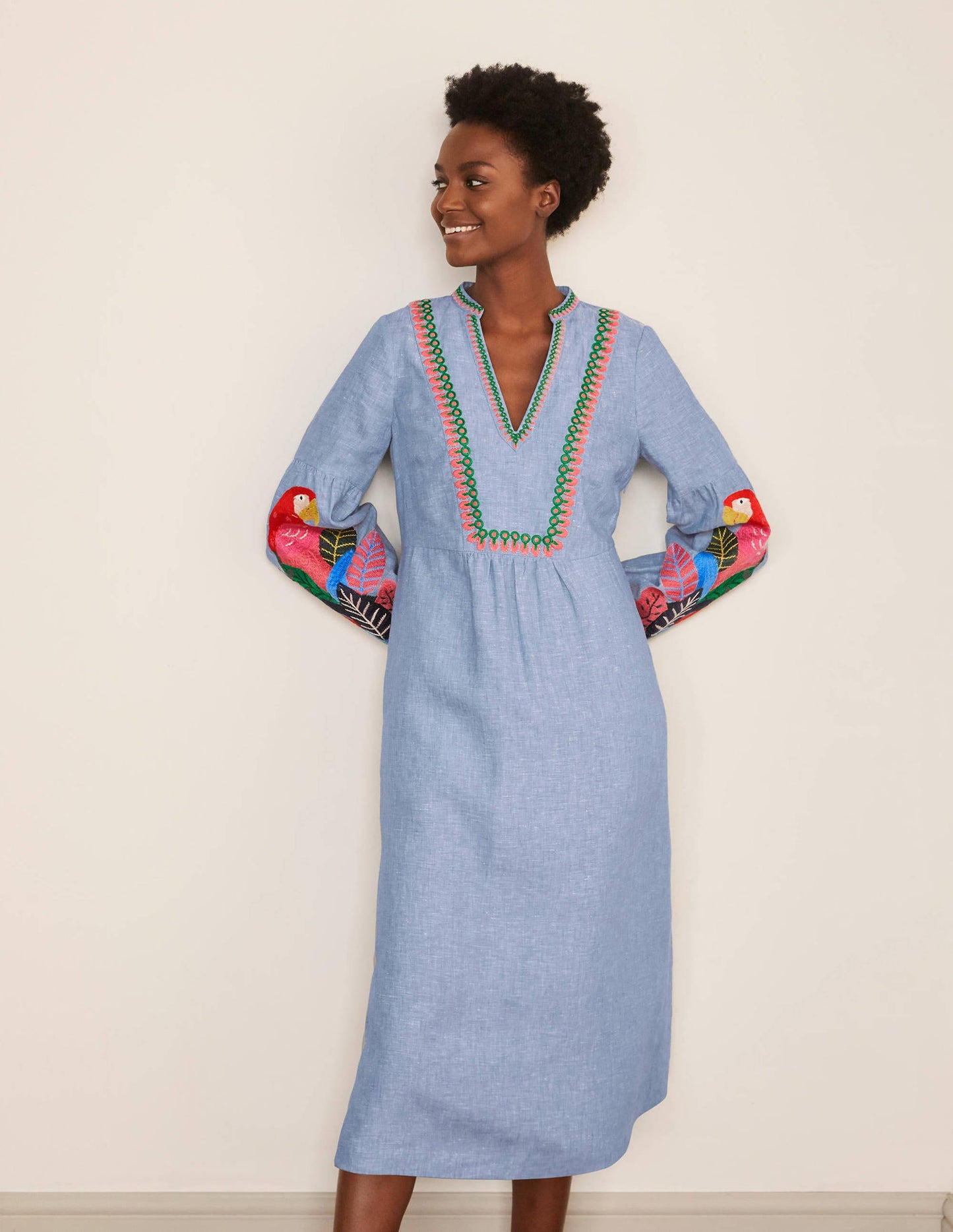 Leonie Leinenkleid-Graublau, Faux-Uni