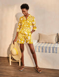 Chemise en lin-Chartreuse, motif Garden Tropic