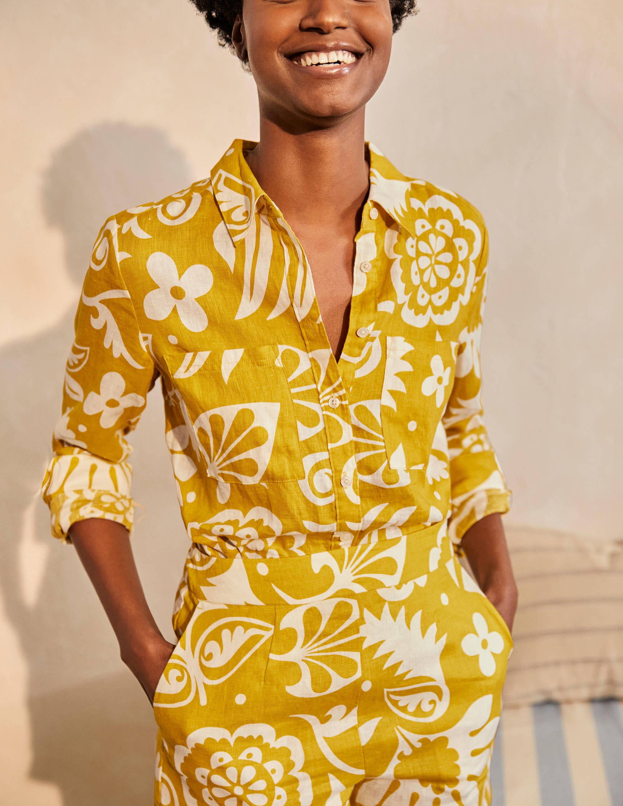 Chemise en lin-Chartreuse, motif Garden Tropic - Image 3
