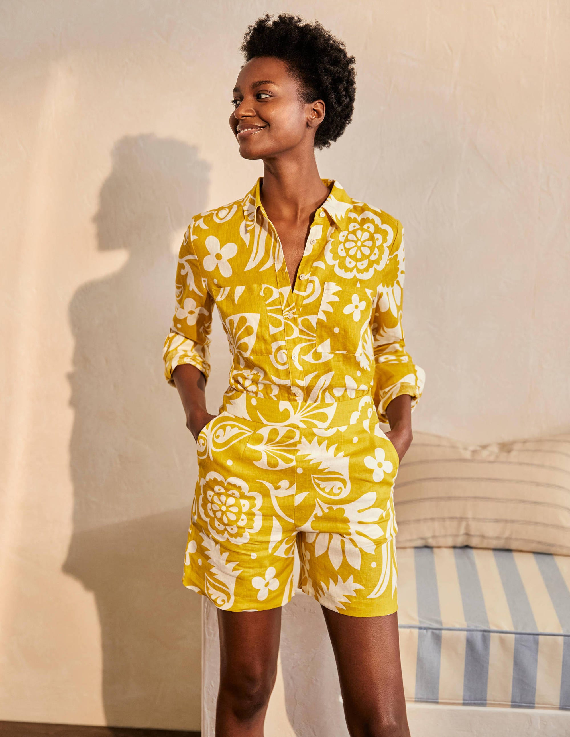 Chemise en lin-Chartreuse, motif Garden Tropic - Image 4