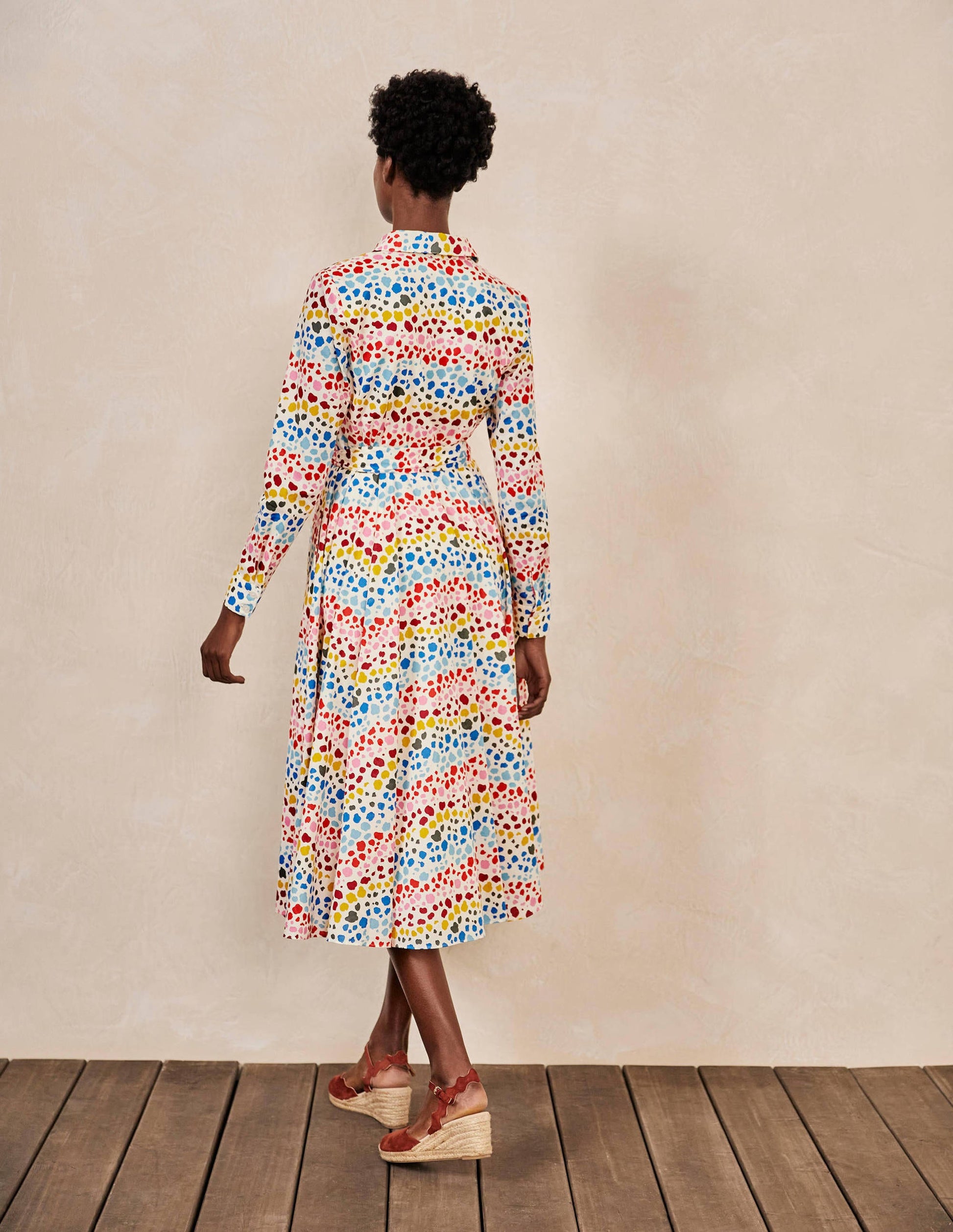 Kitty Midi Shirt Dress-Ivory, Multi Rainbow Leopard-2