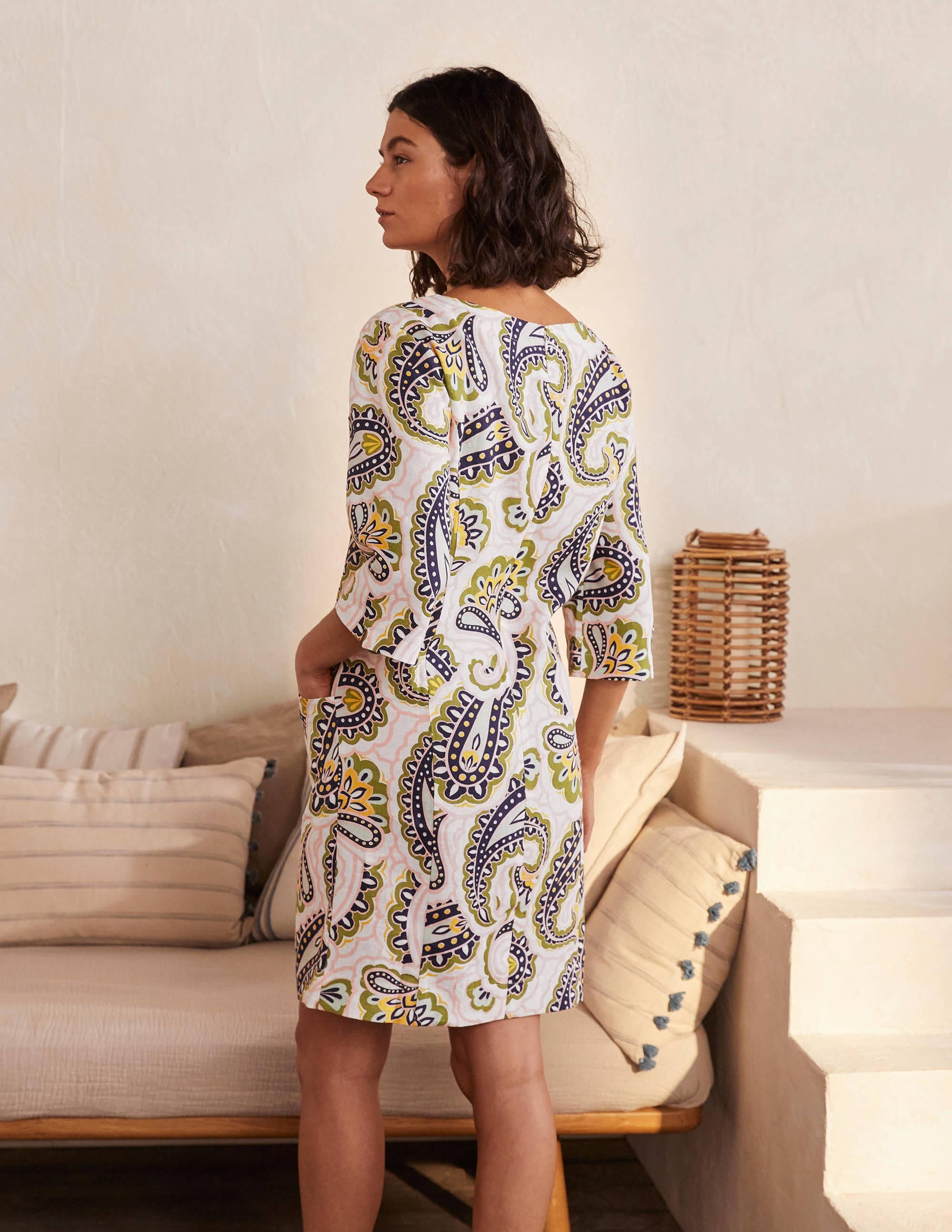 Laurie Linen Dress-Ivory, Summer Paisley - Image 2