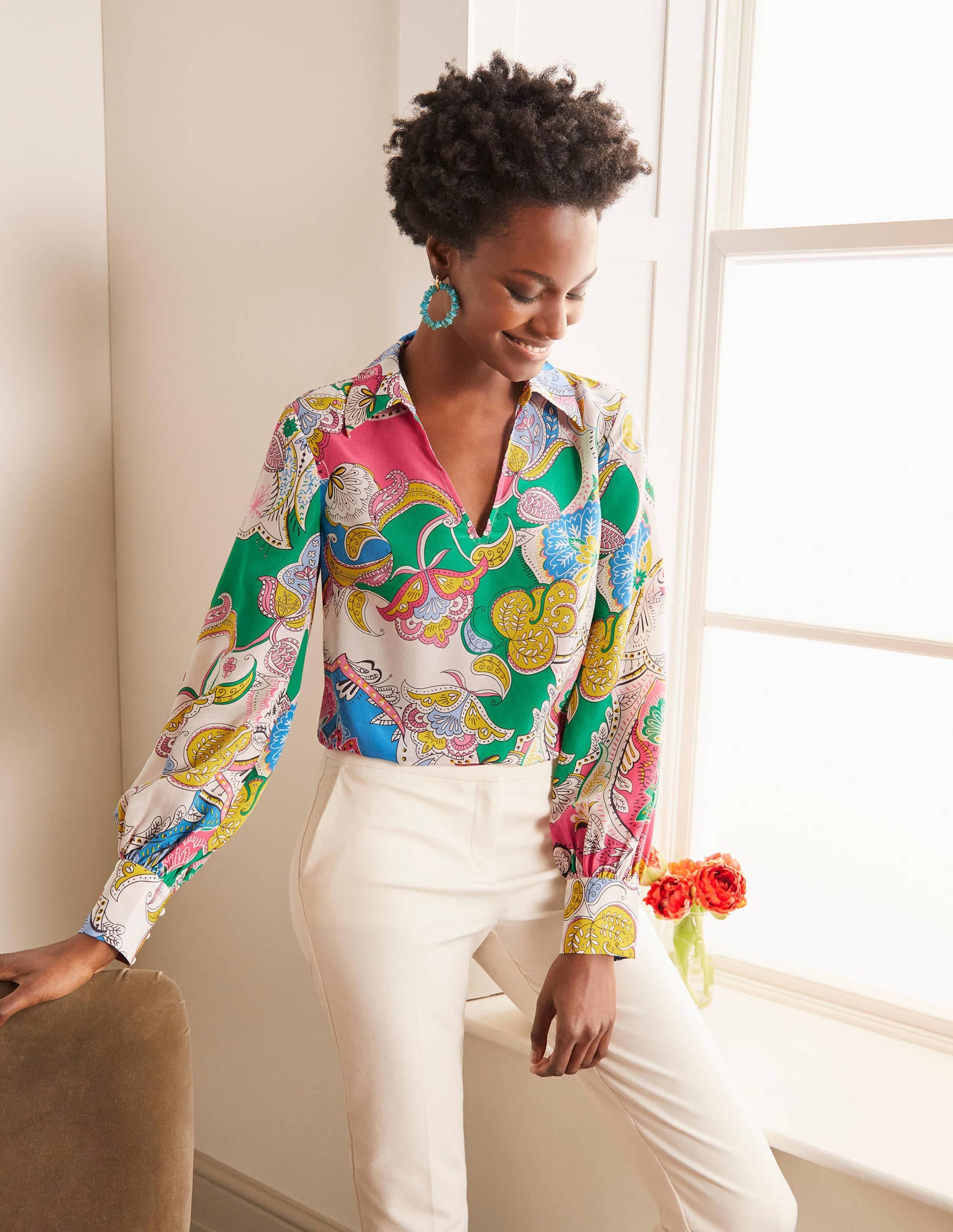 Blouse Lilian en soie-Azalée, motif Enchanted Amour - Image 5