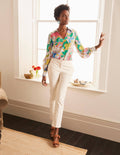 Blouse Lilian en soie-Azalée, motif Enchanted Amour