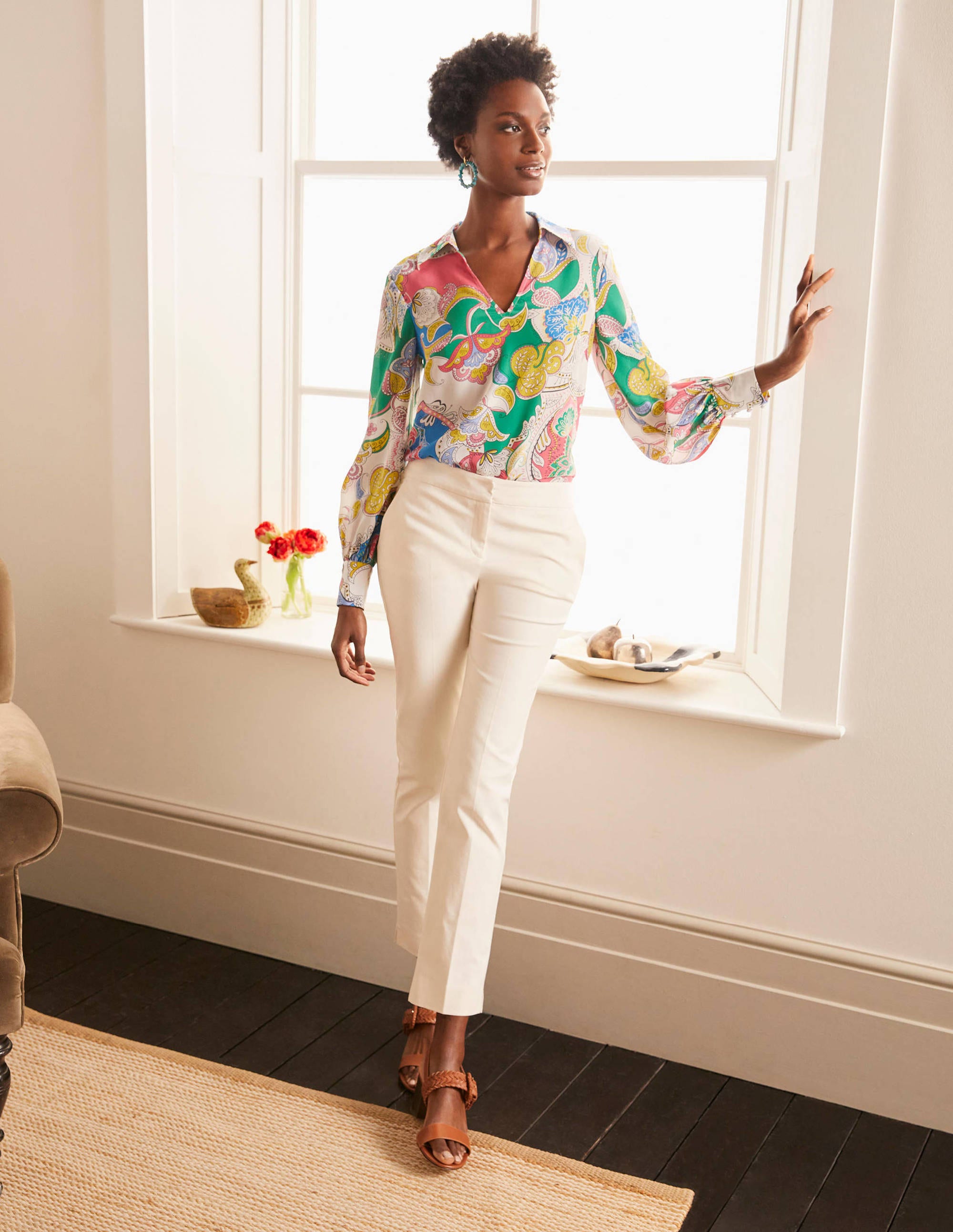 Blouse Lilian en soie-Azalée, motif Enchanted Amour - Image 1