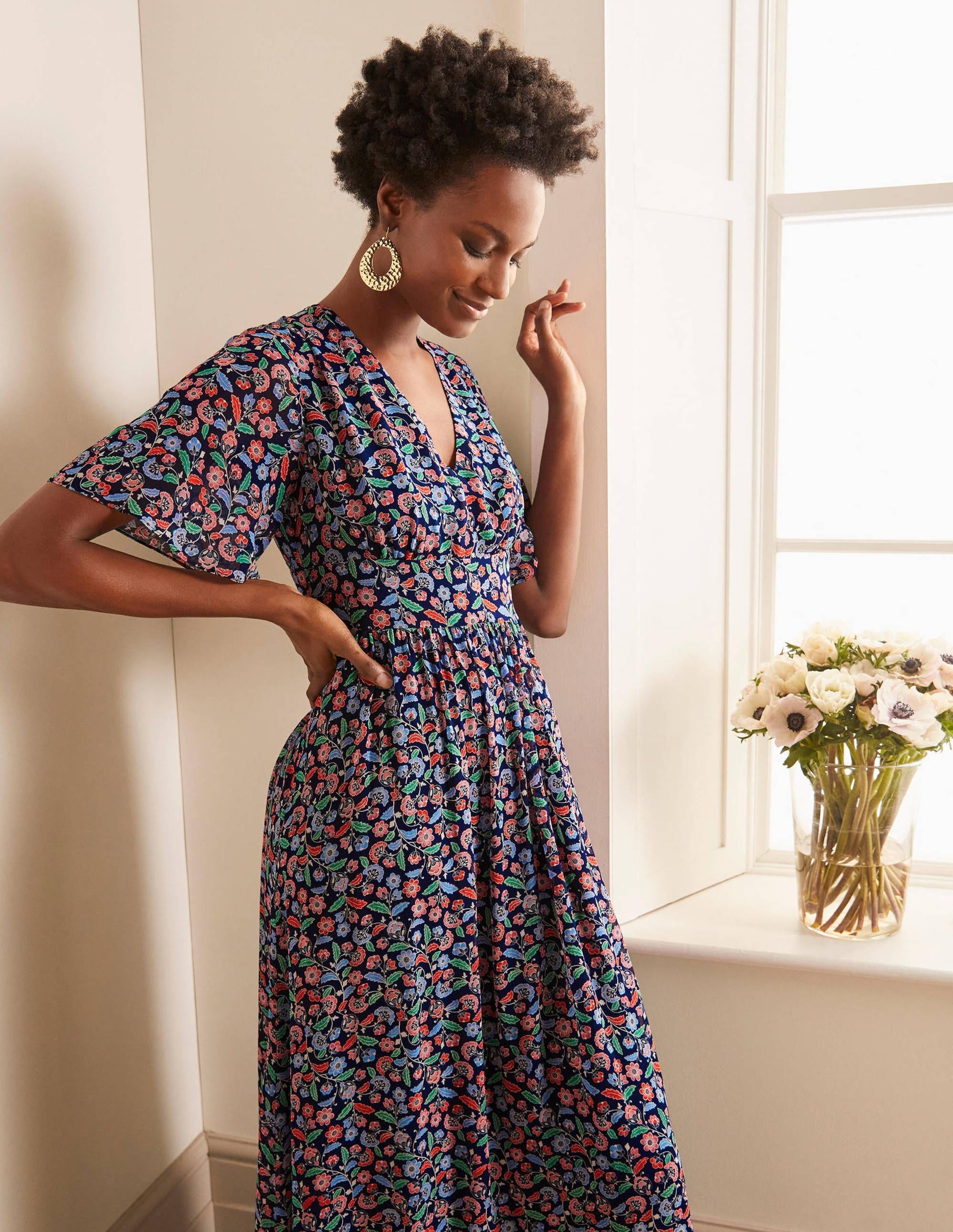 Veronica Maxi Dress-French Navy, Trailing Posy-3