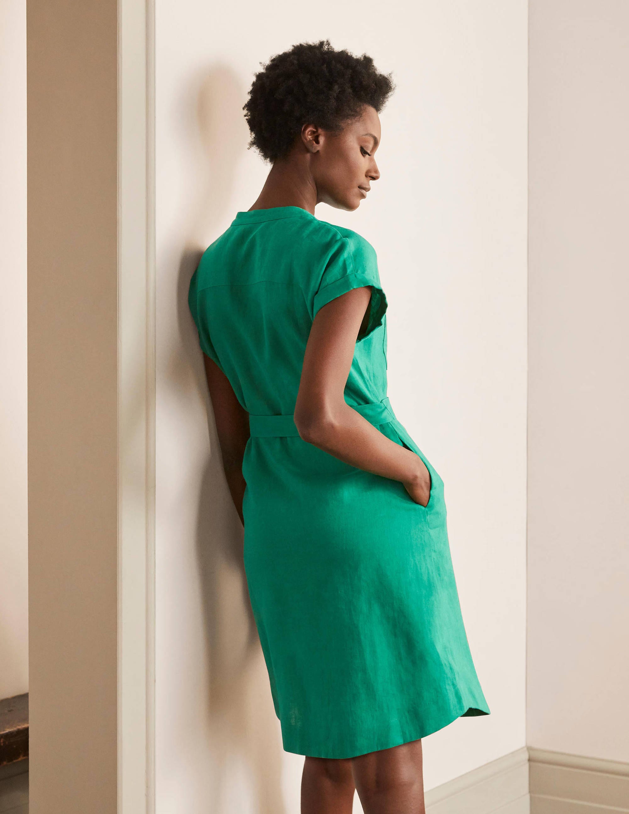 Robe-chemise Evie en lin-Vert printemps - Image 2